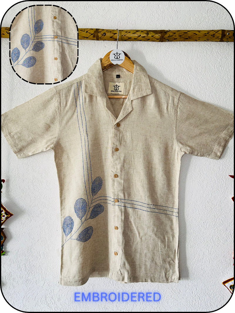 Designer embroidered shirt with Leaf Design