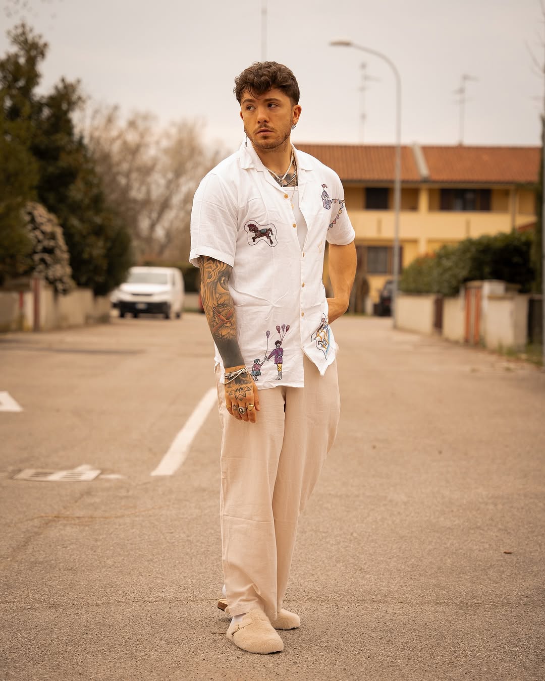 "Festive Fairground" Hand Embroidered Shirt