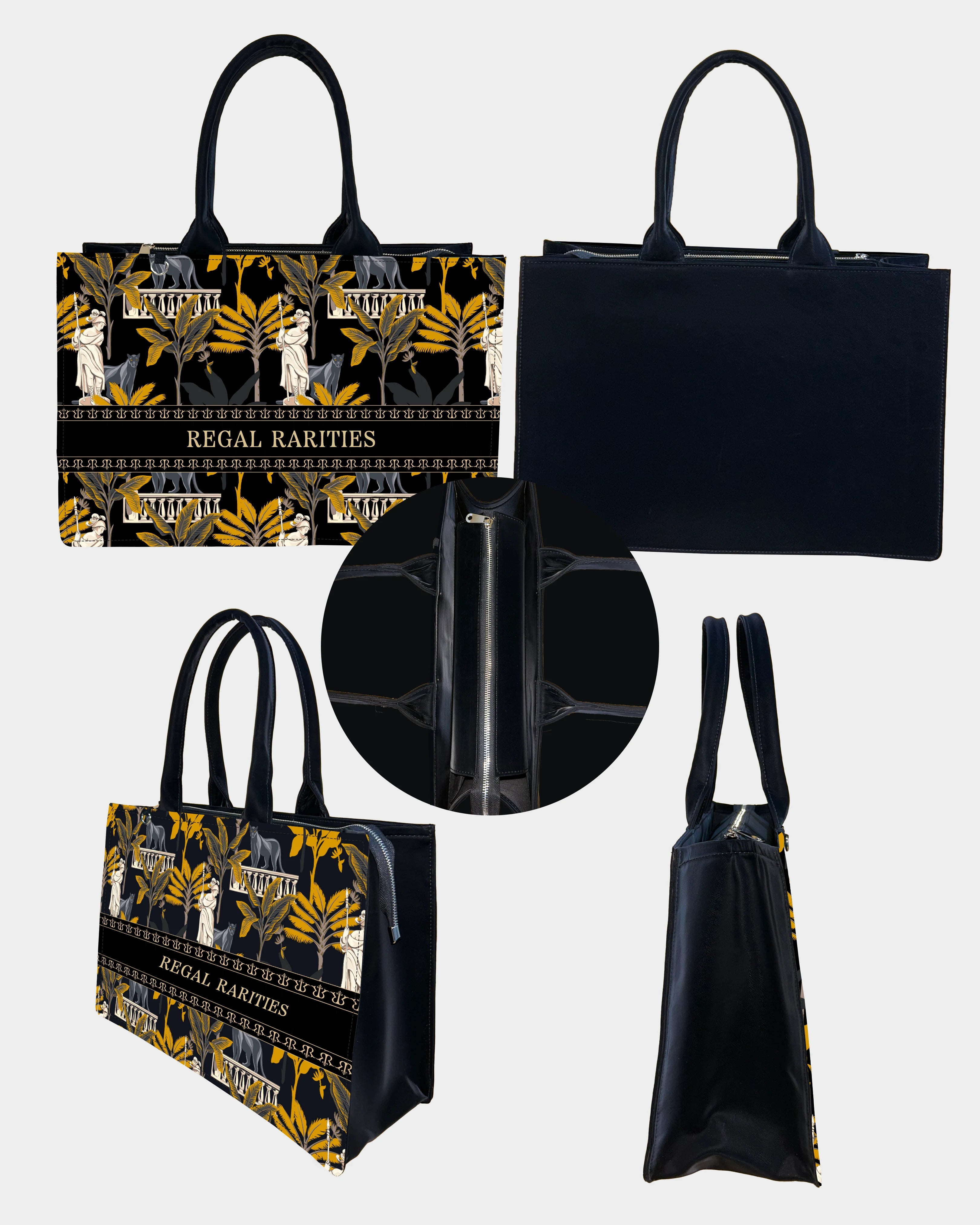 Black Panther & Palm Tree Customized Tote Bag-Sweet & Colorful Design