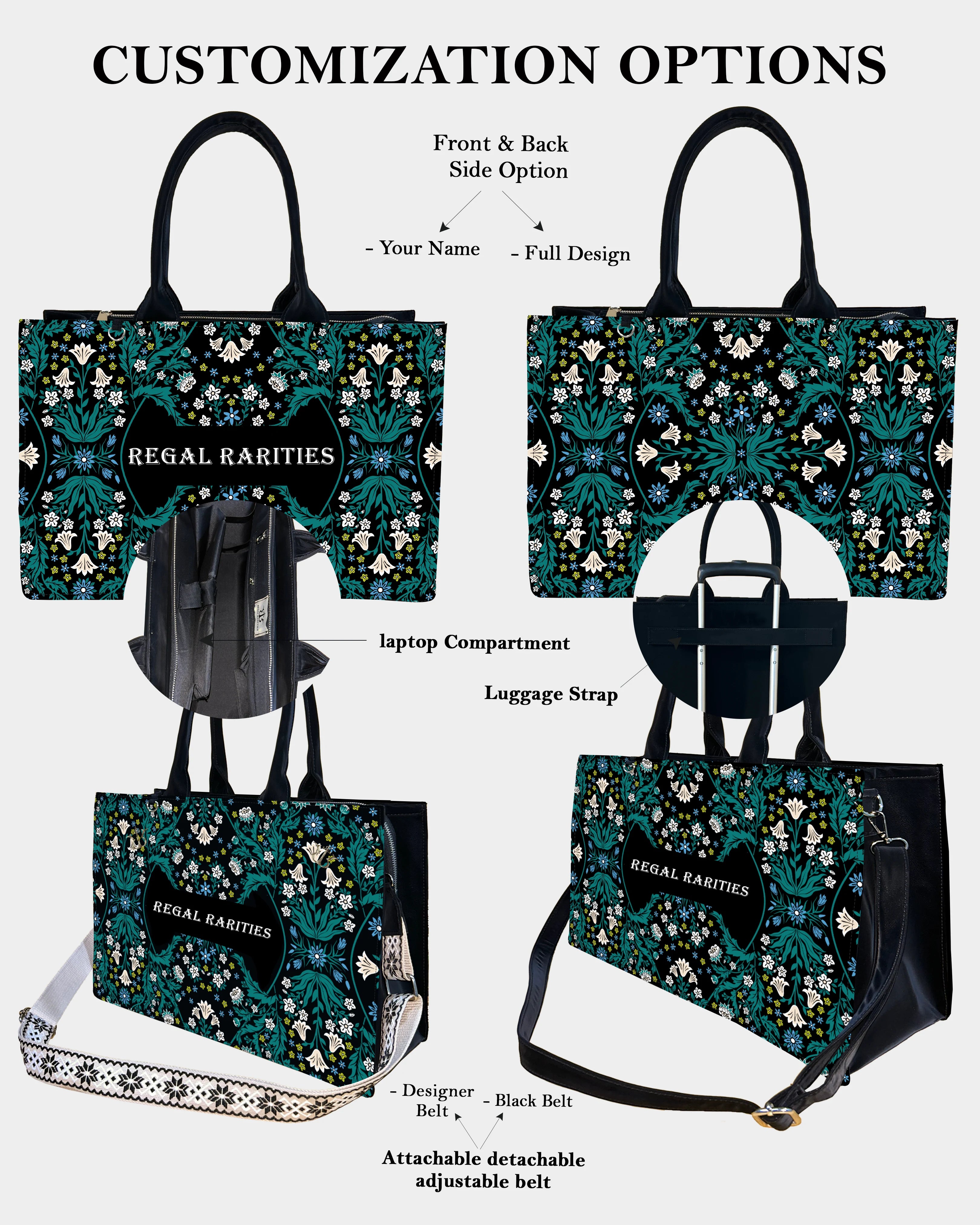 Retro Wildflower Mandala Customized Tote Bag – Perfect Gift for Her