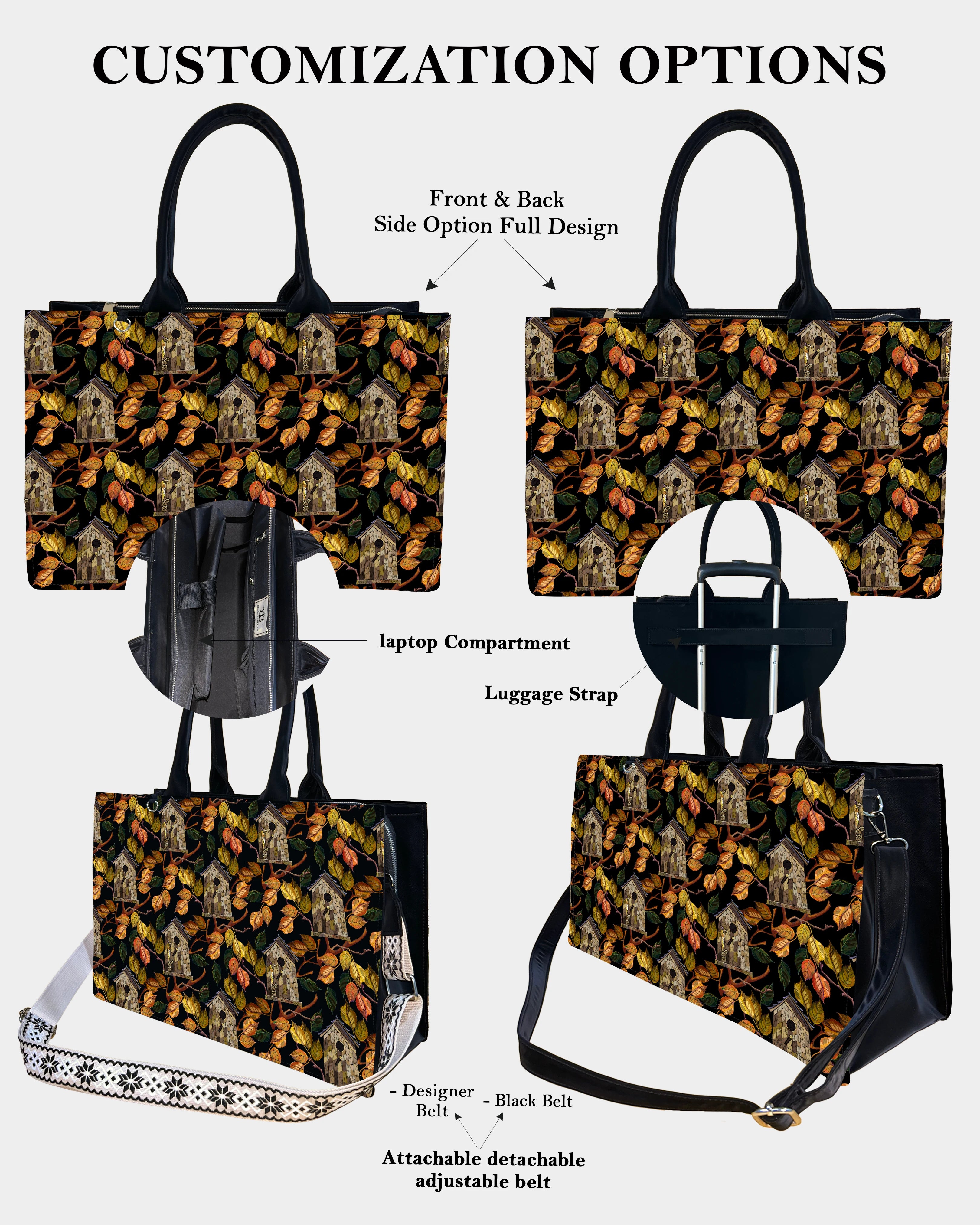 Rustic Birdhouse Designer Tote Bag – Autumn Forest Vibes