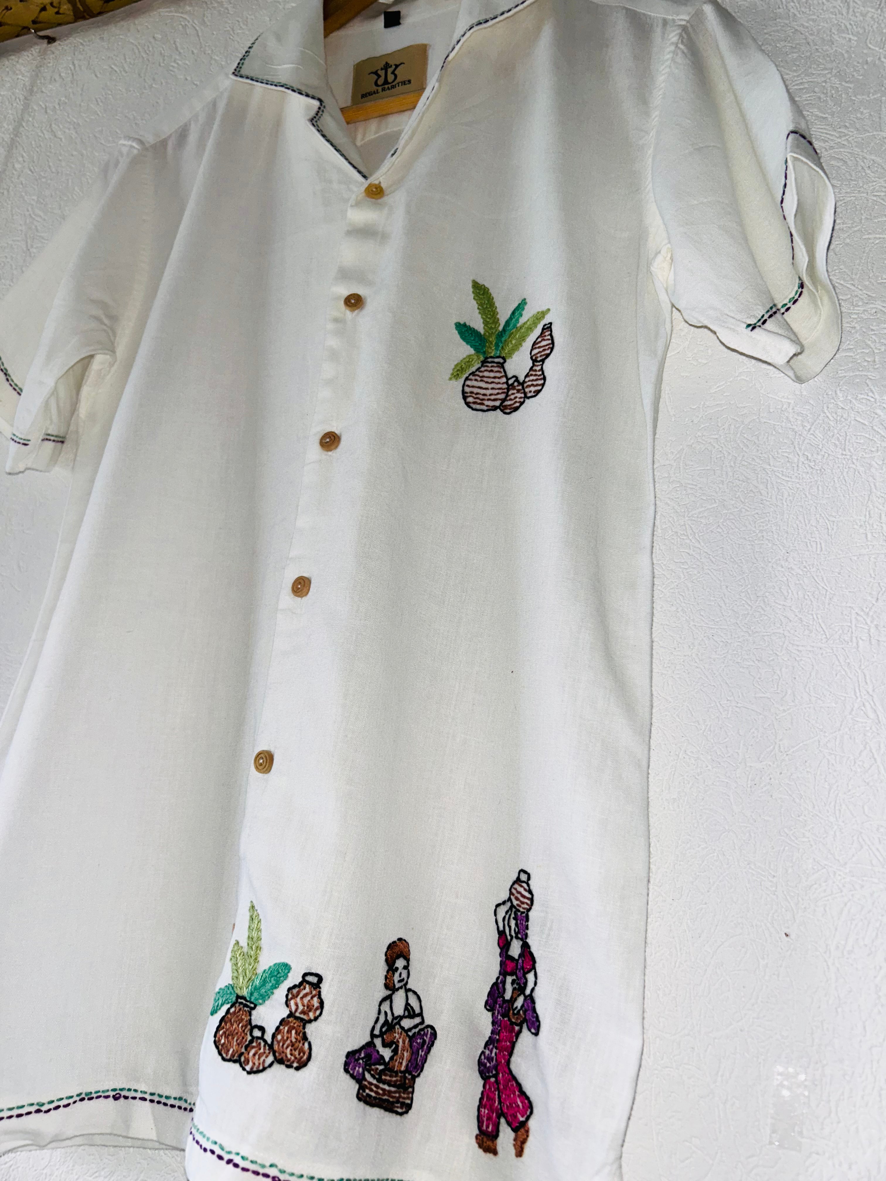 Hand Embroidered Shirt with Heritage Artisan Design