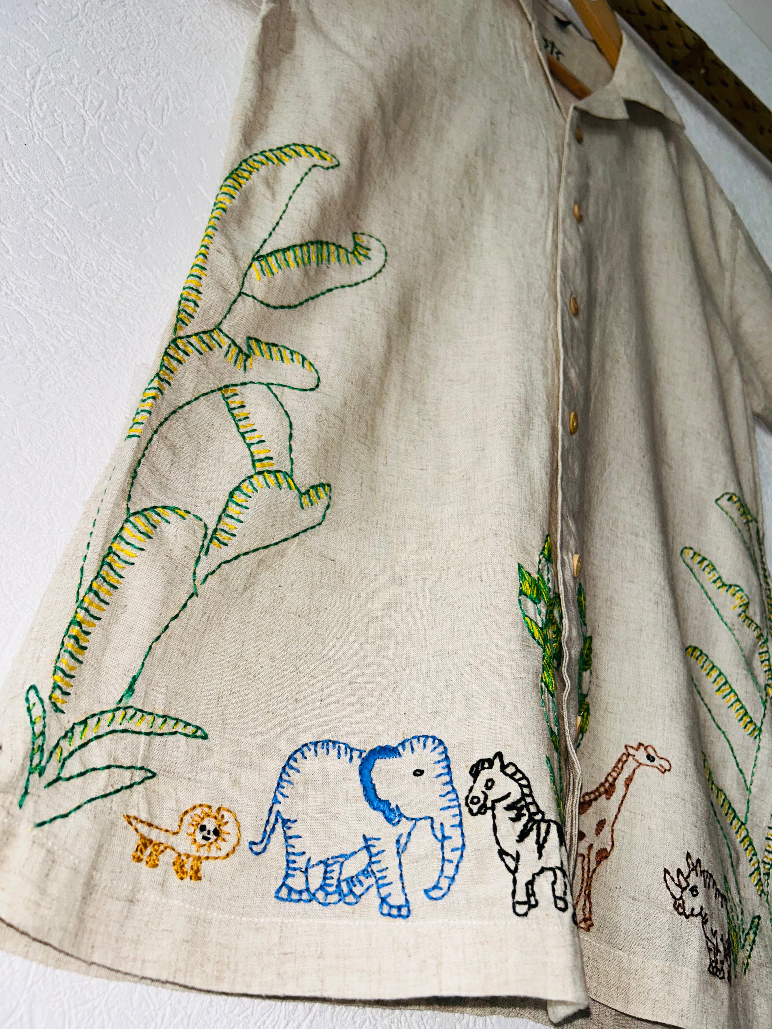 Hand Embroidered Shirt with Safari Design