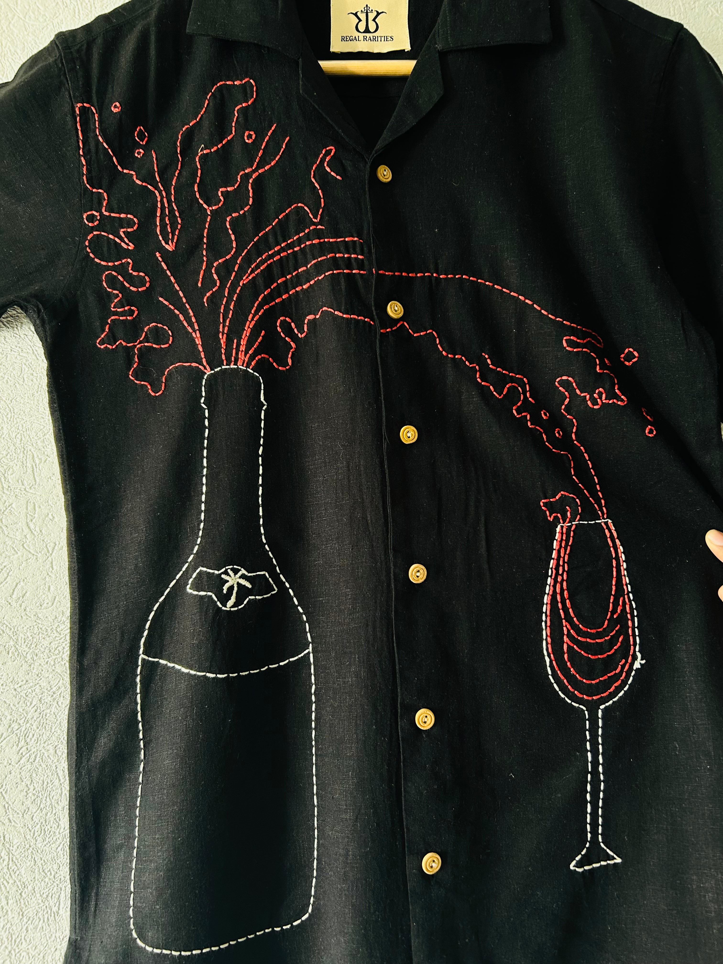 embroidered shirt for womens with Champagne Celebration art