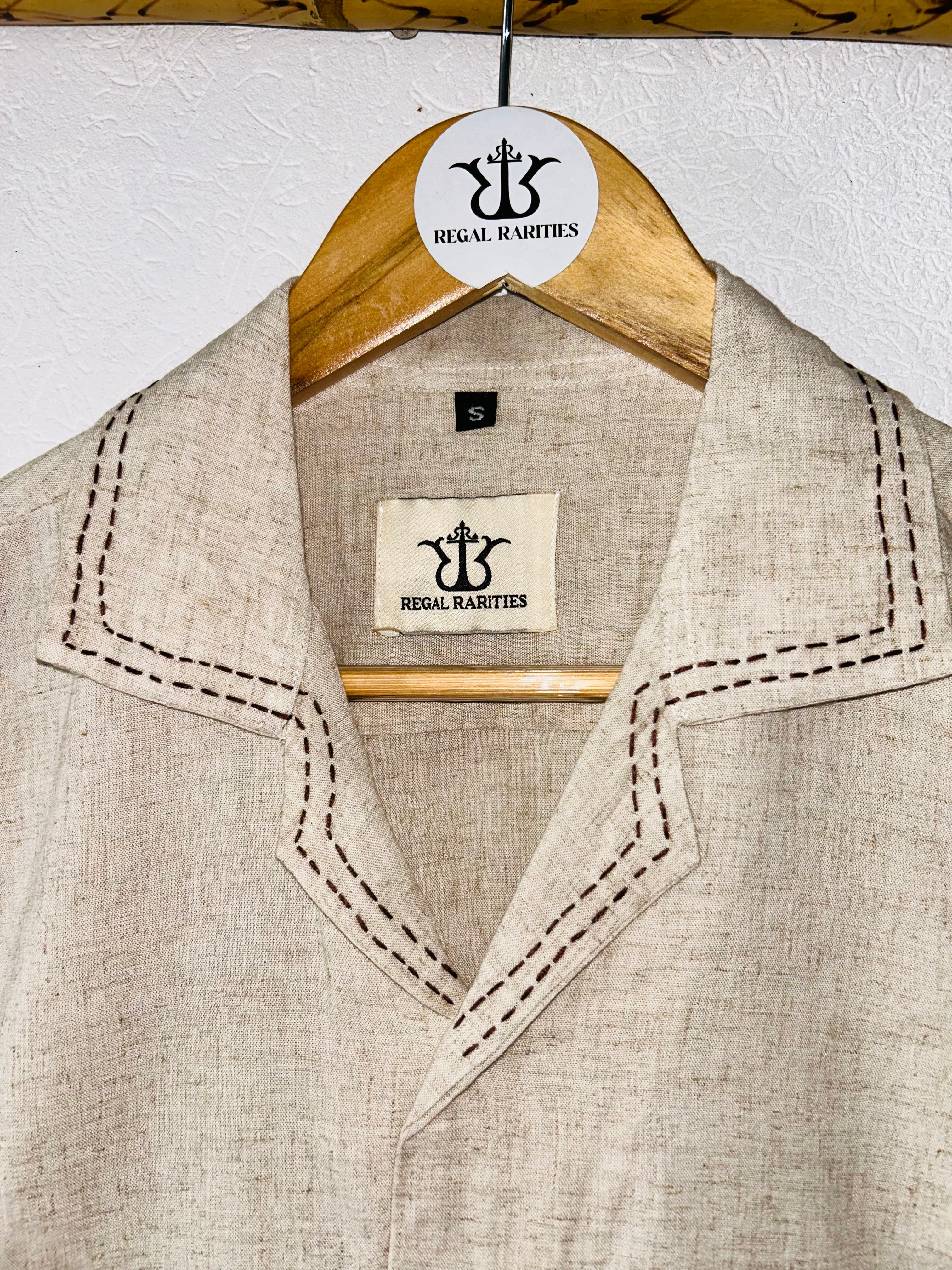Hand Embroidered Shirt with Ducks on Parade Design