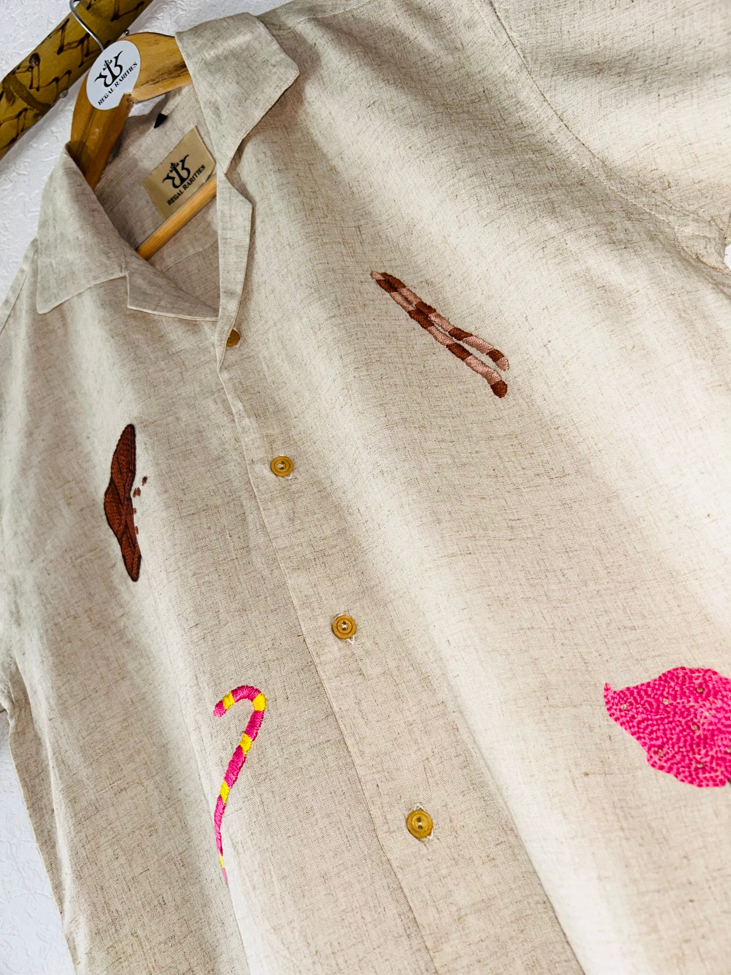 Hand Embroidered Shirt with Ice Cream Daydream Design
