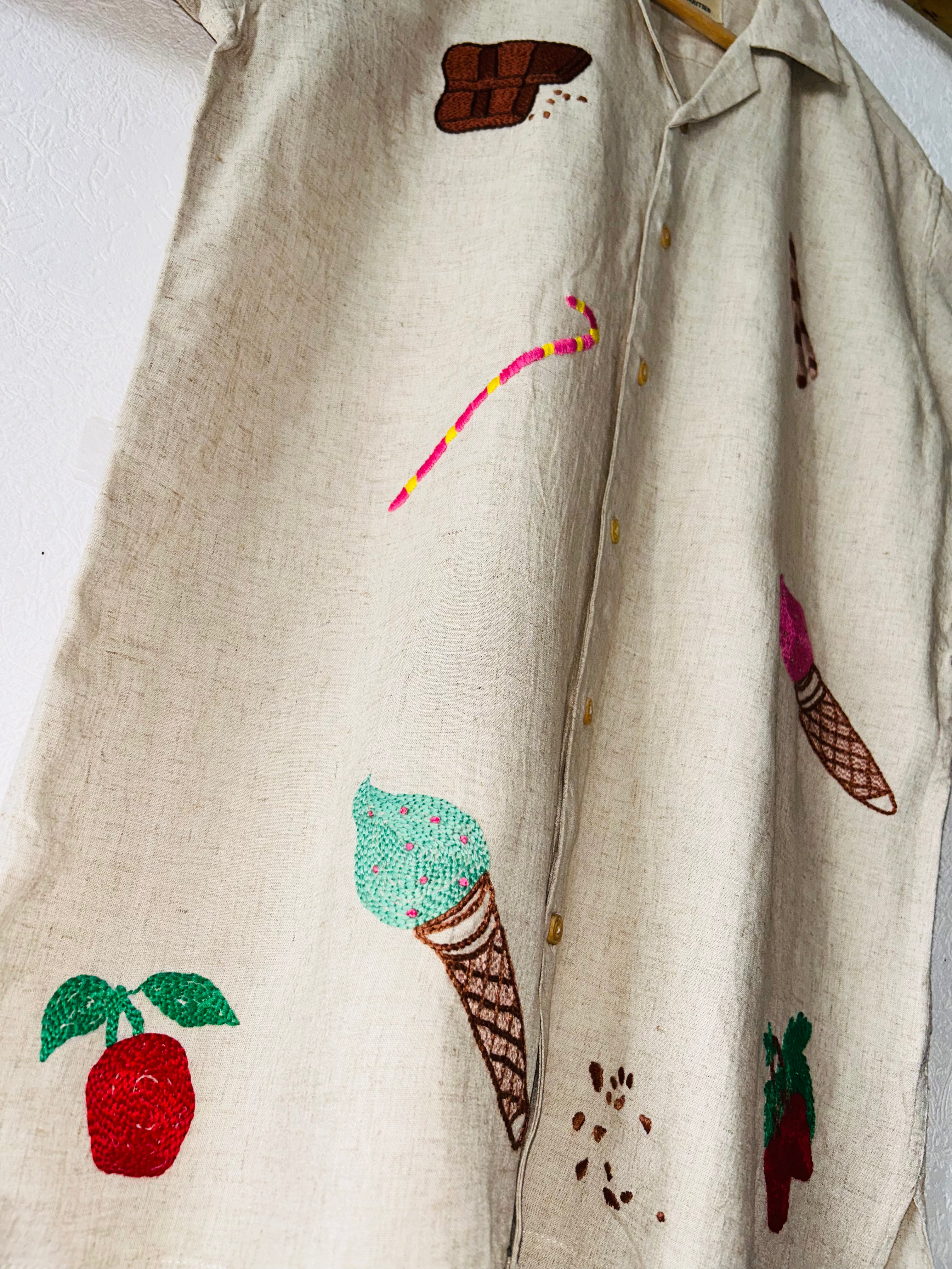 Hand Embroidered Shirt with Ice Cream Daydream Design