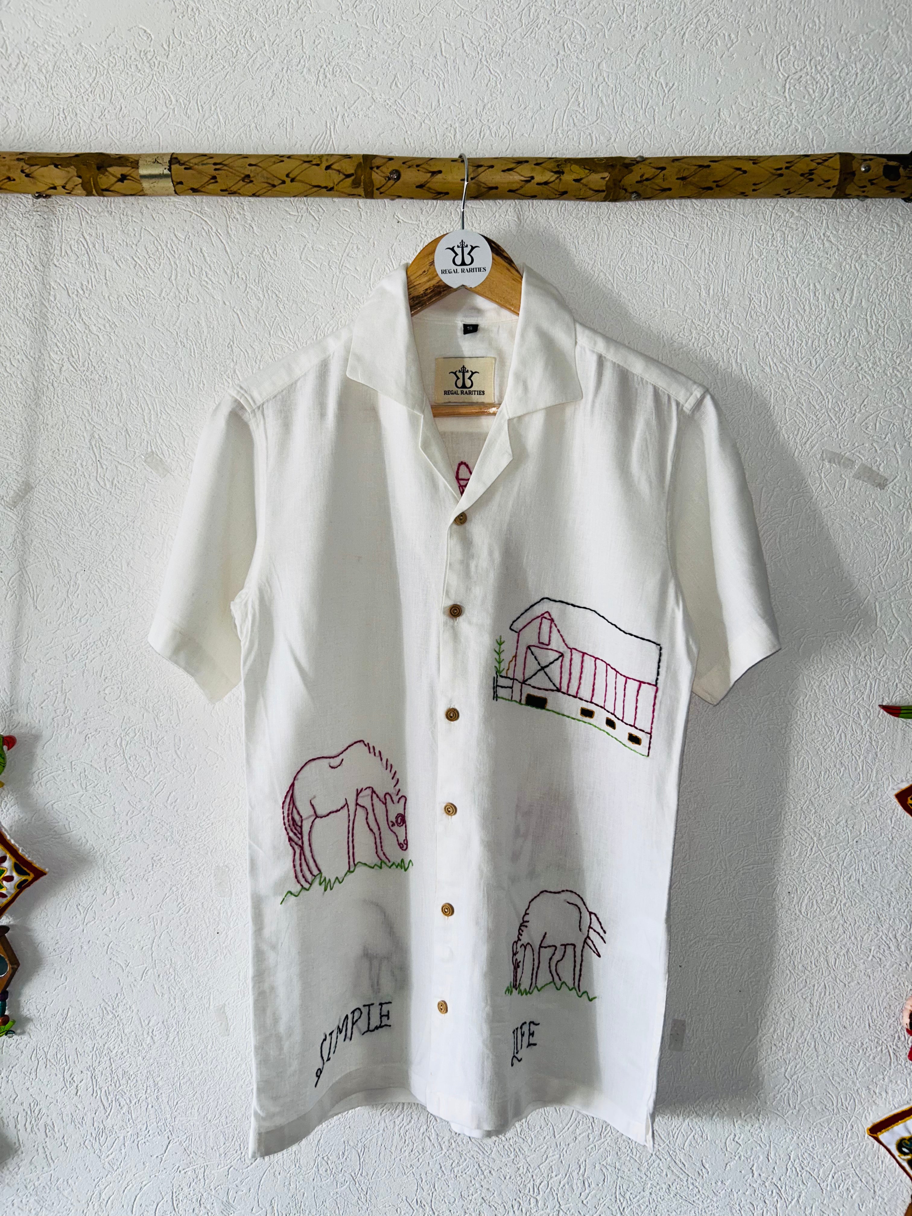 men's embroidered shirts designed with Simple life