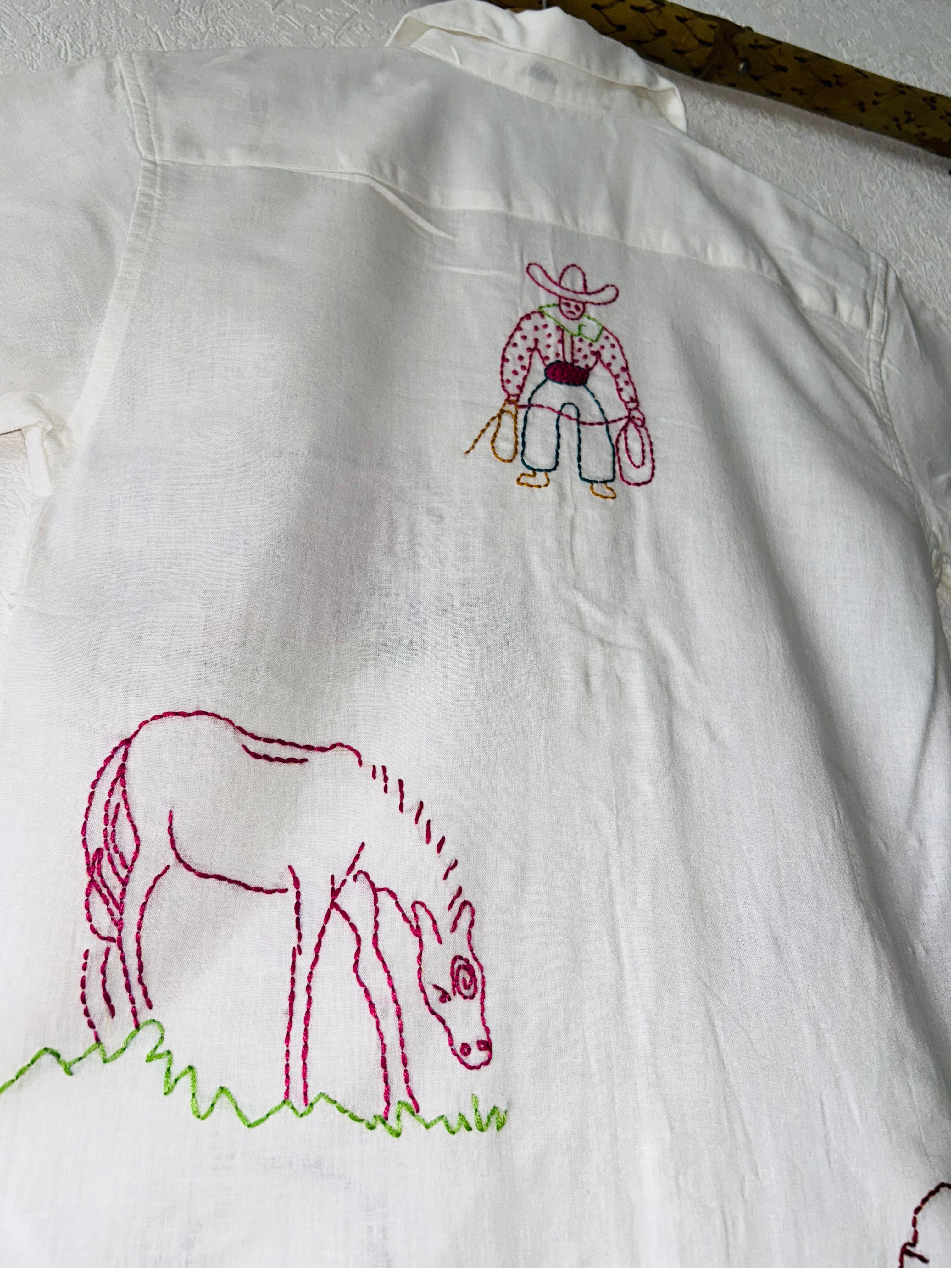 Hand Embroidered Shirt with Pastoral Simplicity Design