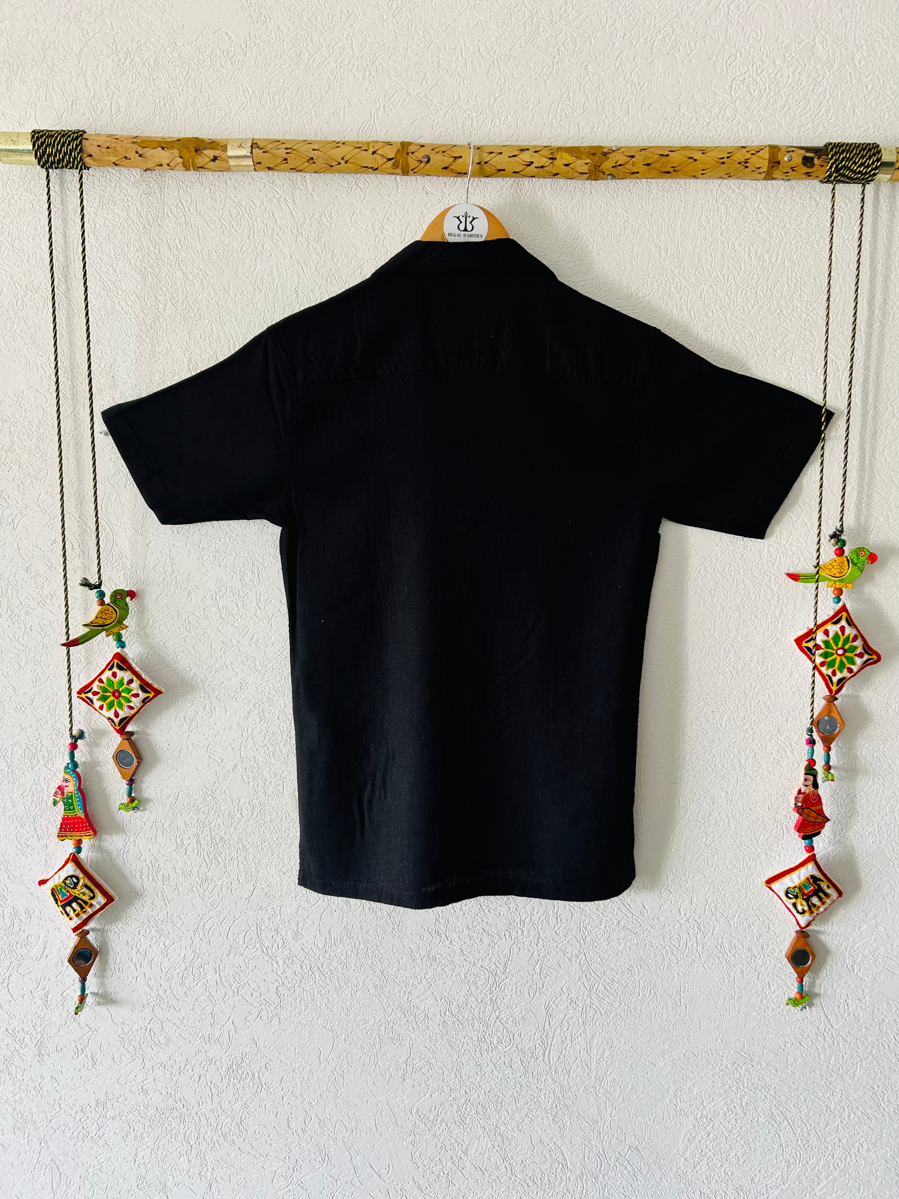 "Champagne Celebration" Hand Embroidered Shirt