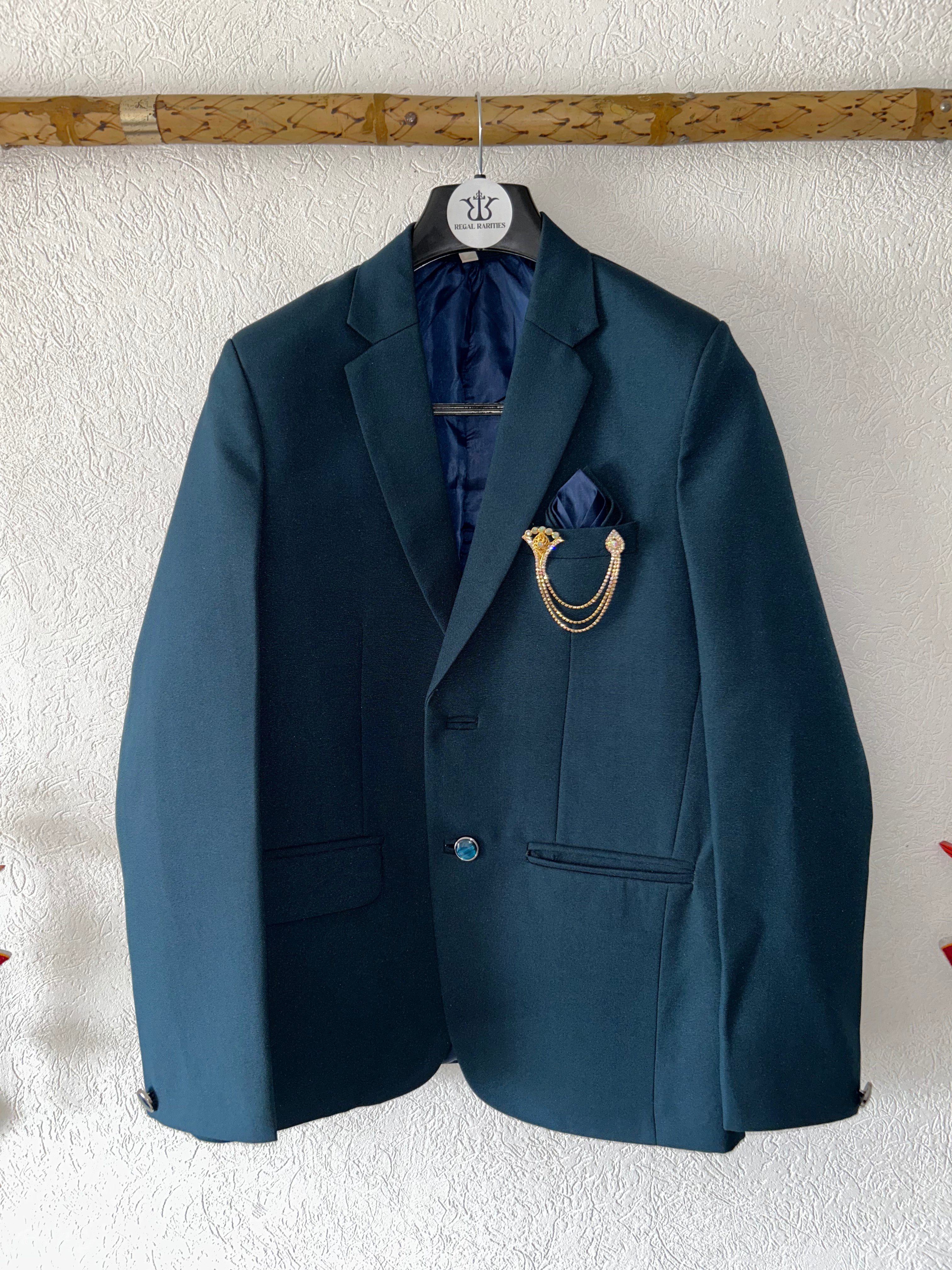 Elegant Dark teal blue and green Blazer