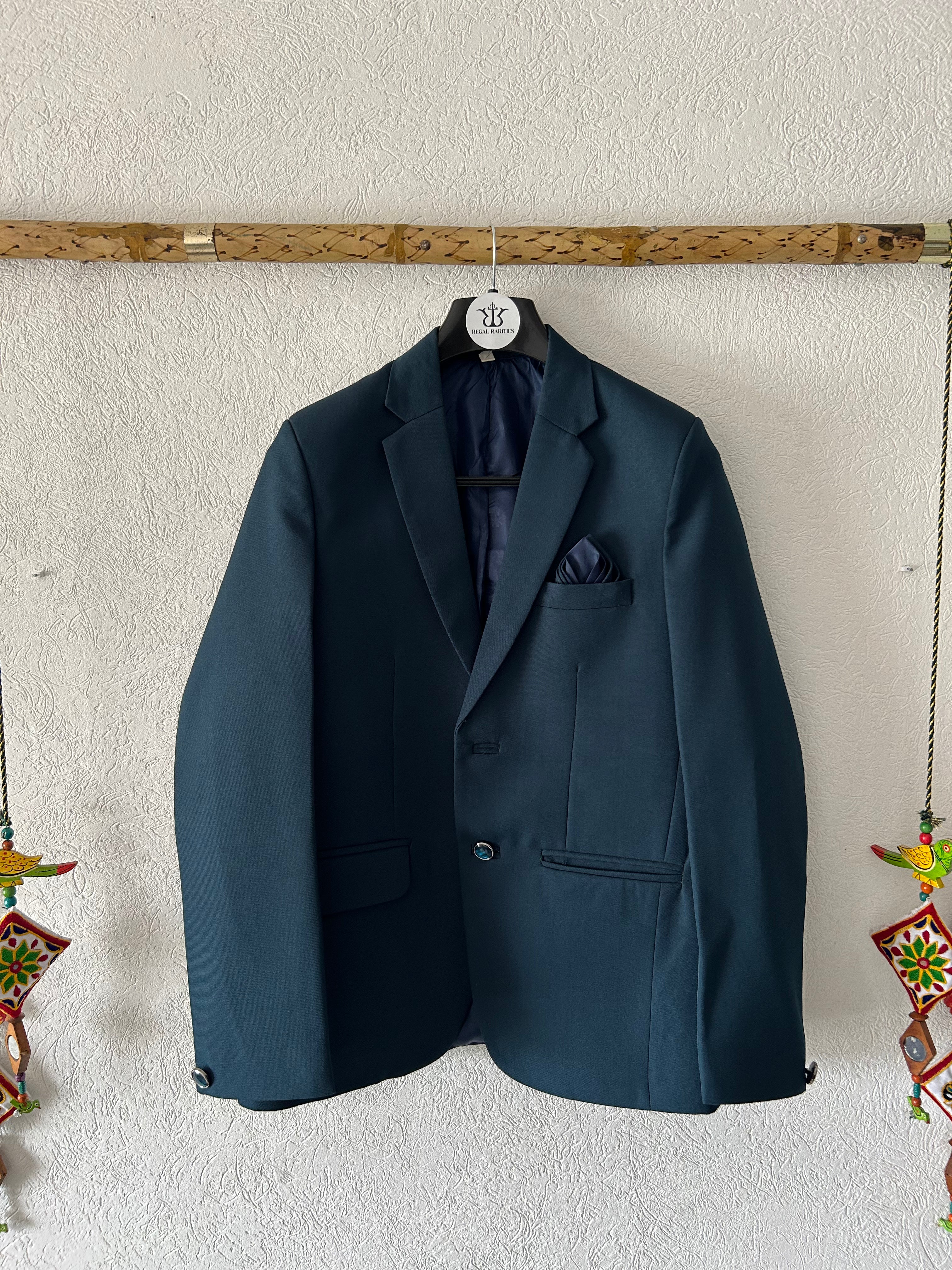 Elegant Dark teal blue and green Blazer