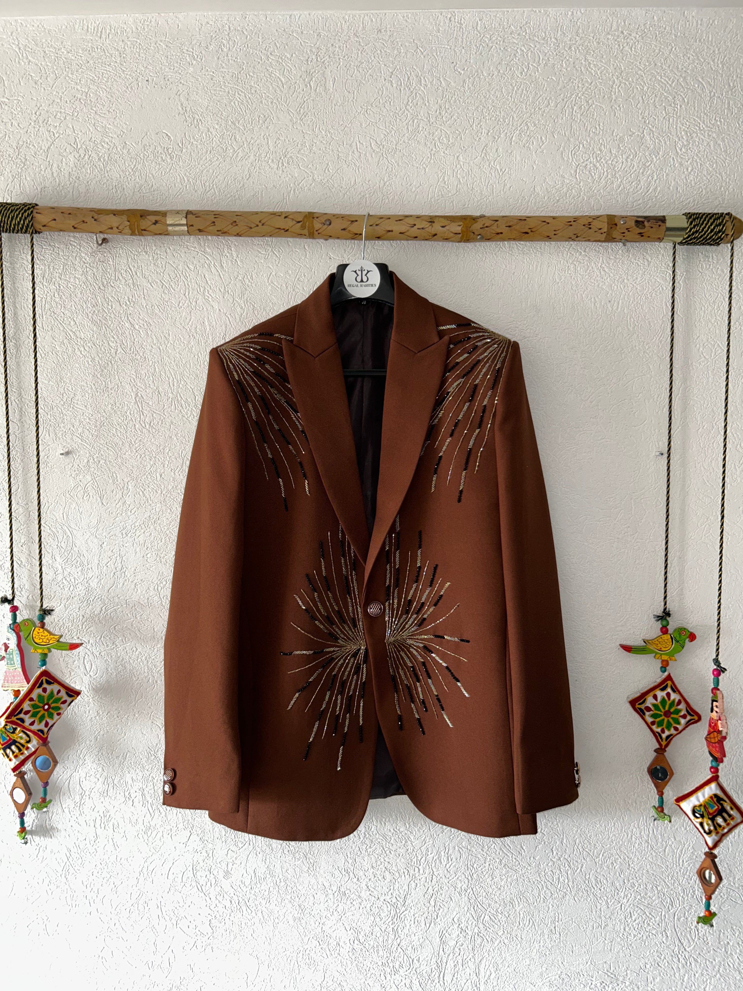 The Golden Burst – Hand Embroidered Blazer
