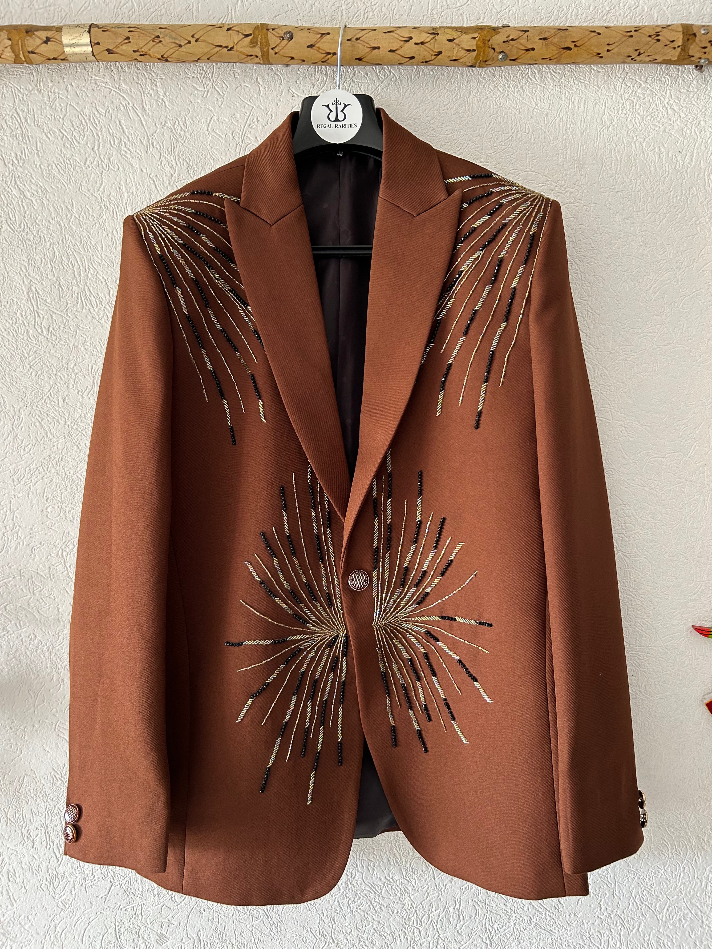 The Golden Burst – Hand Embroidered Blazer