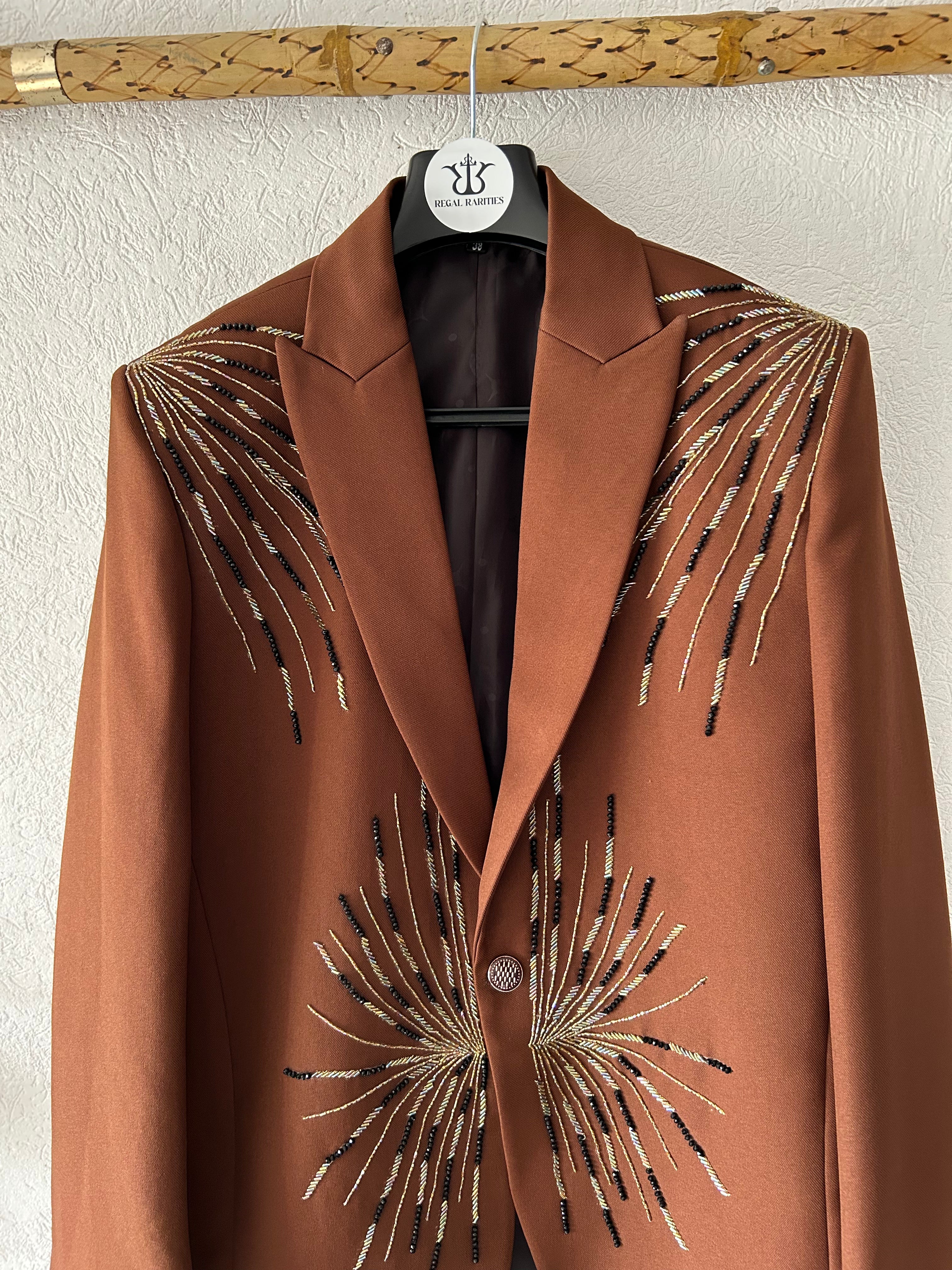 The Golden Burst – Hand Embroidered Blazer