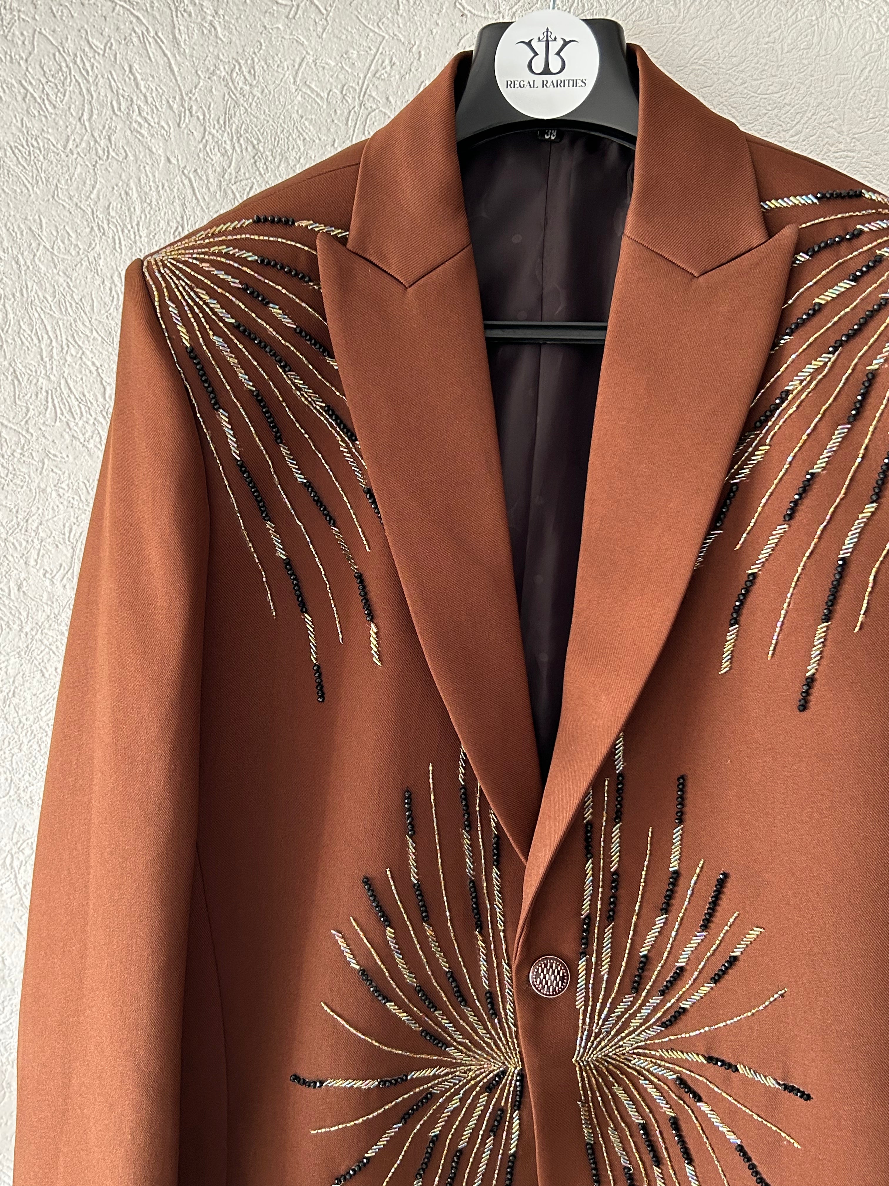 The Golden Burst – Hand Embroidered Blazer