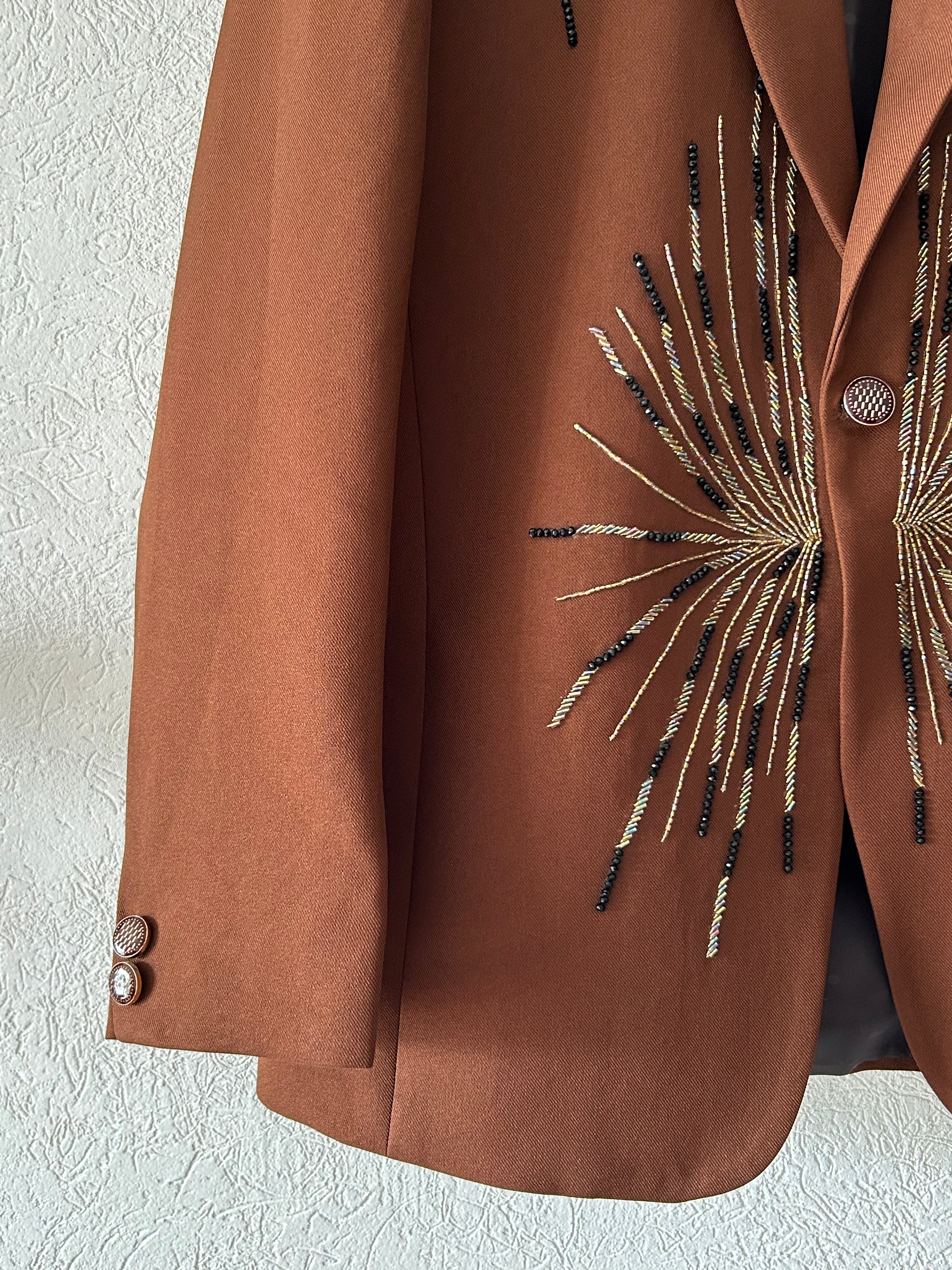 The Golden Burst – Hand Embroidered Blazer