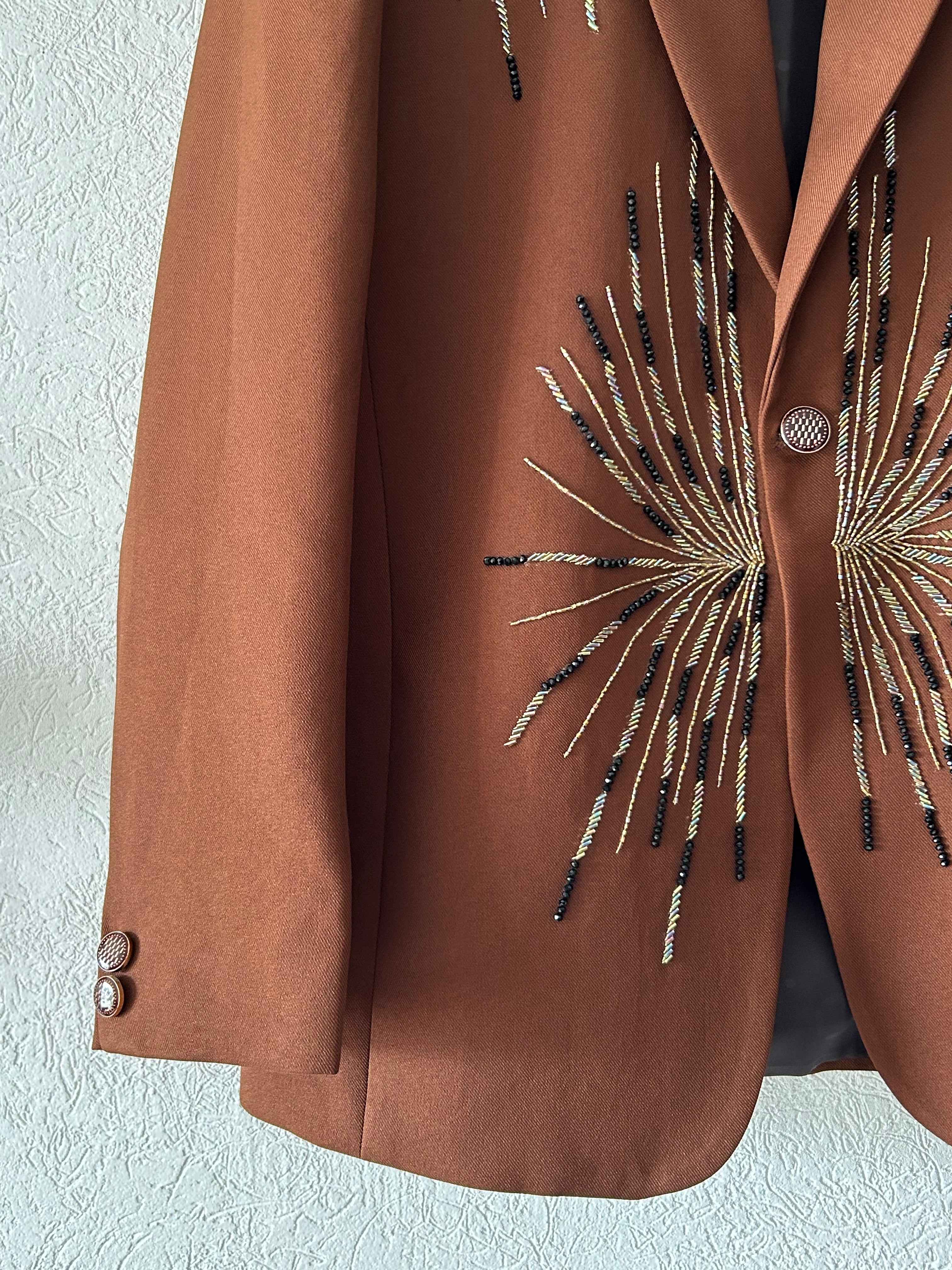 The Golden Burst – Hand Embroidered Blazer