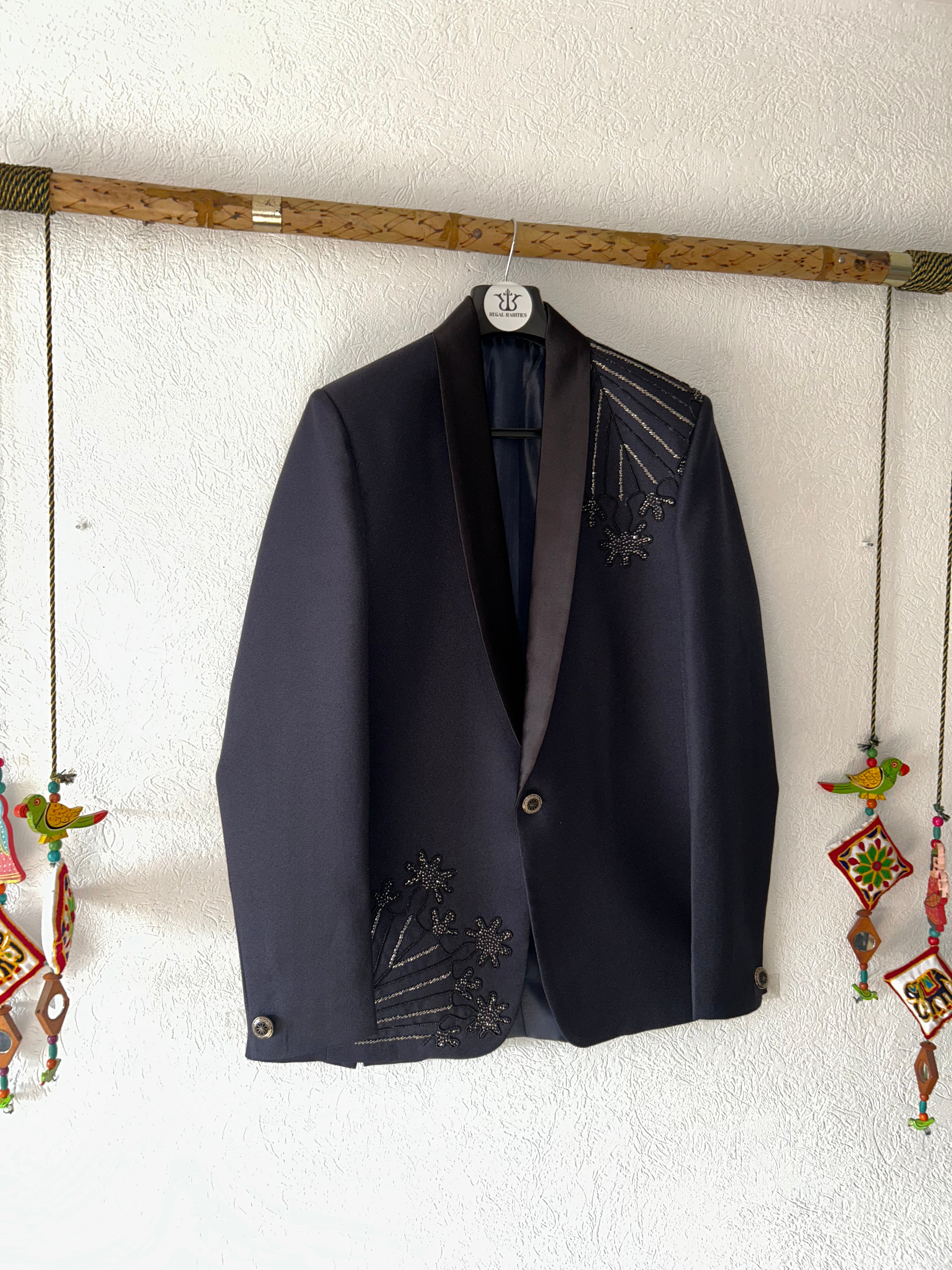 Le Midnight Onyx – Hand Embroidered Blazer