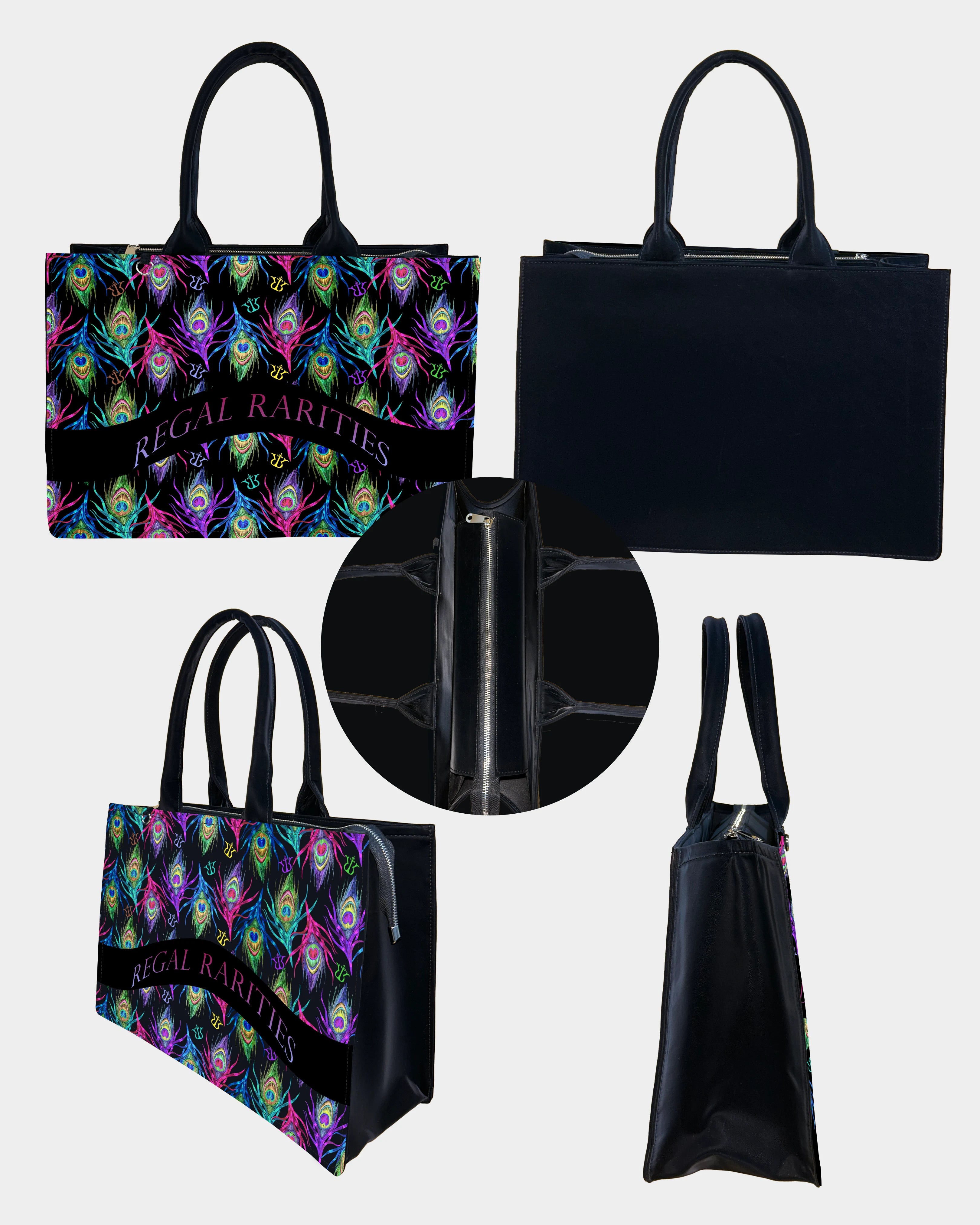 Ethnic Peacock Feather Customized Tote Bag – Elegant Festival Look