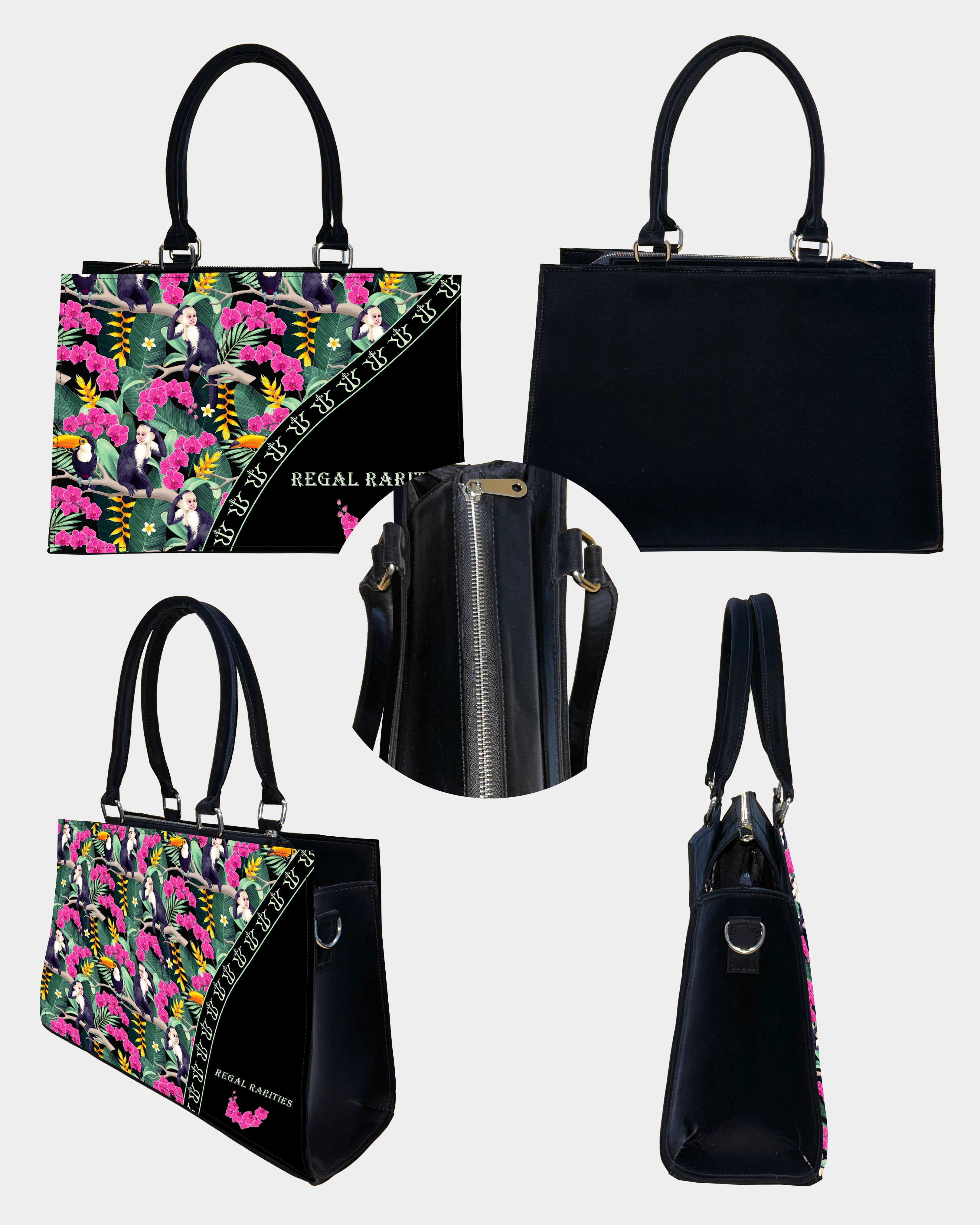 Pink Flower Monkey Customized Crossbody Sling Bag– Tropical & Fun Gift Idea