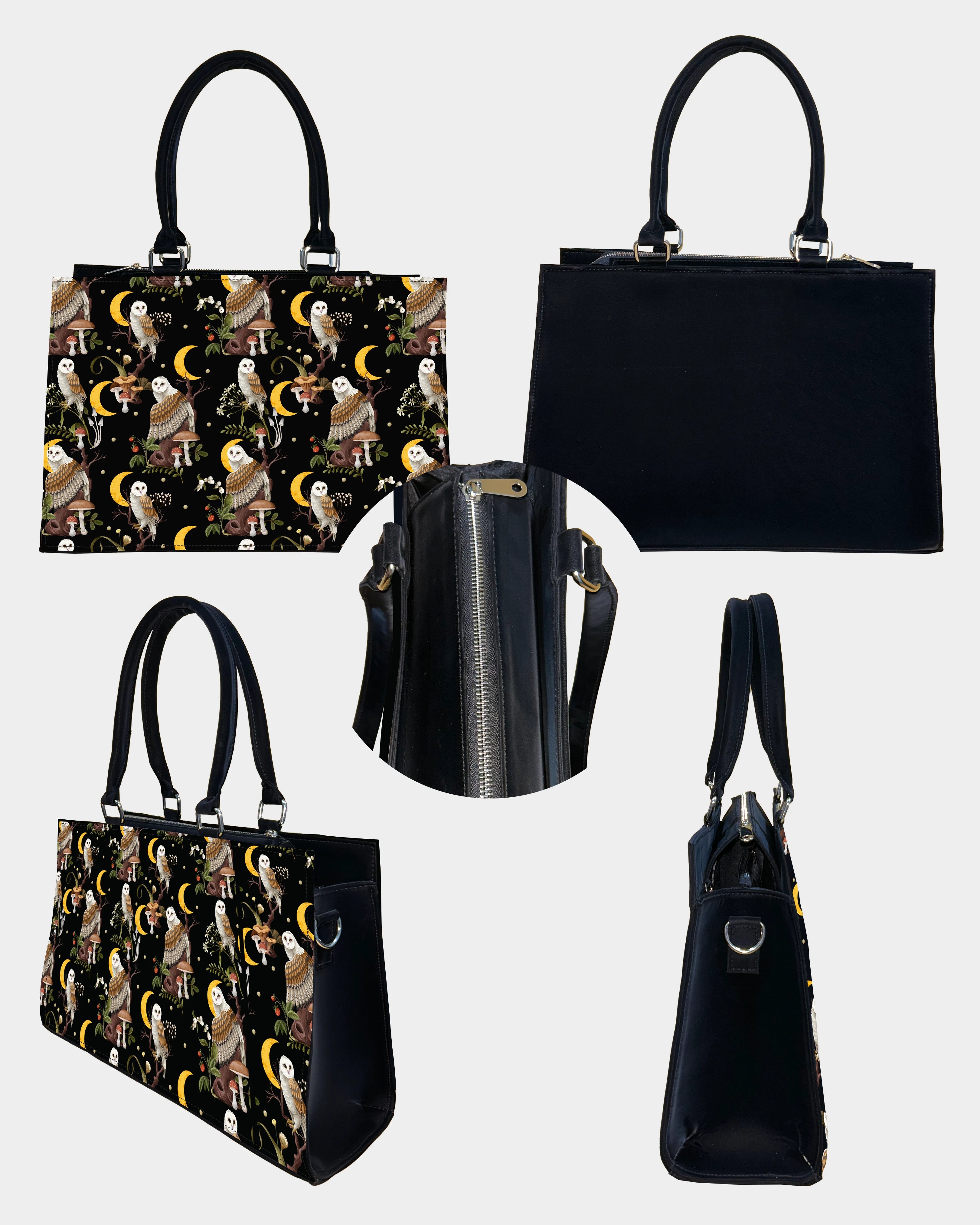 Celestial Owl & Mushroom Designer Crossbody Sling Bag – Dreamy Woodland Whimsy