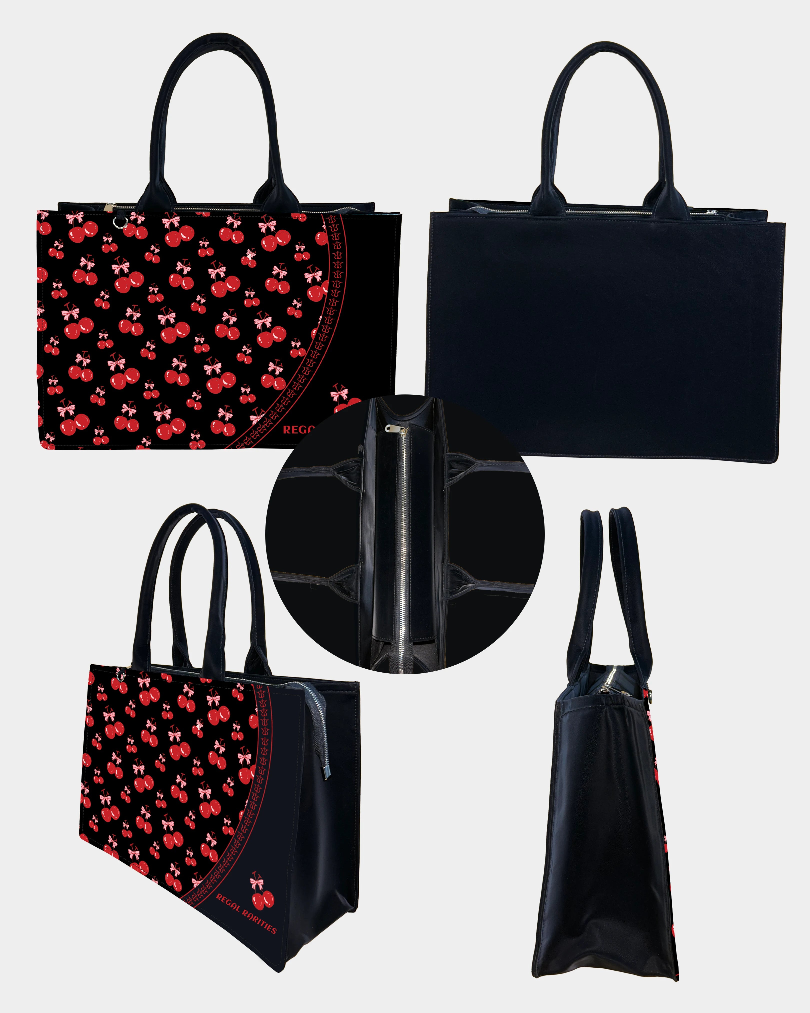 Cherry Love Bow Customized Tote Bag – Cute & Trendy Design