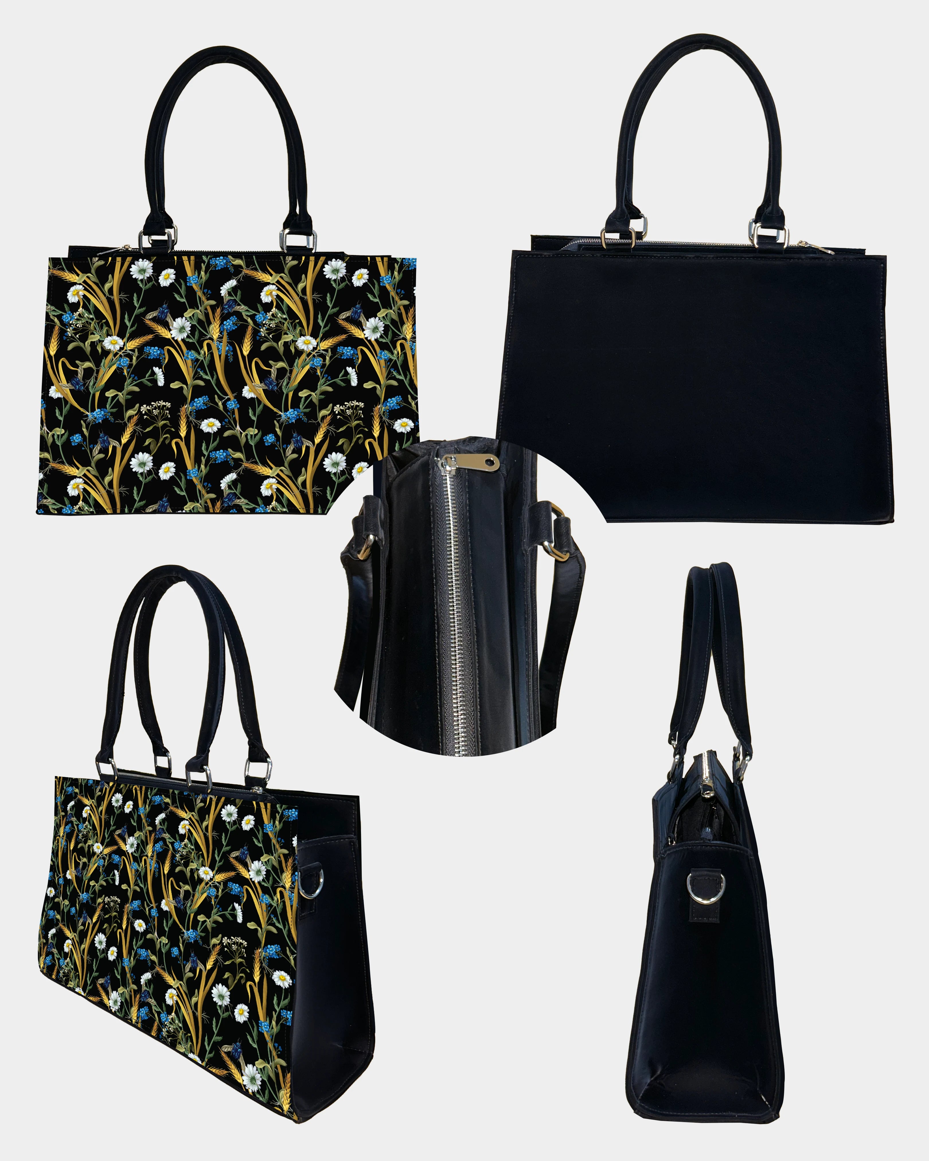 Chic Farm Field Floral Designer Crossbody Sling Bag – Daisies & Autumn Grains