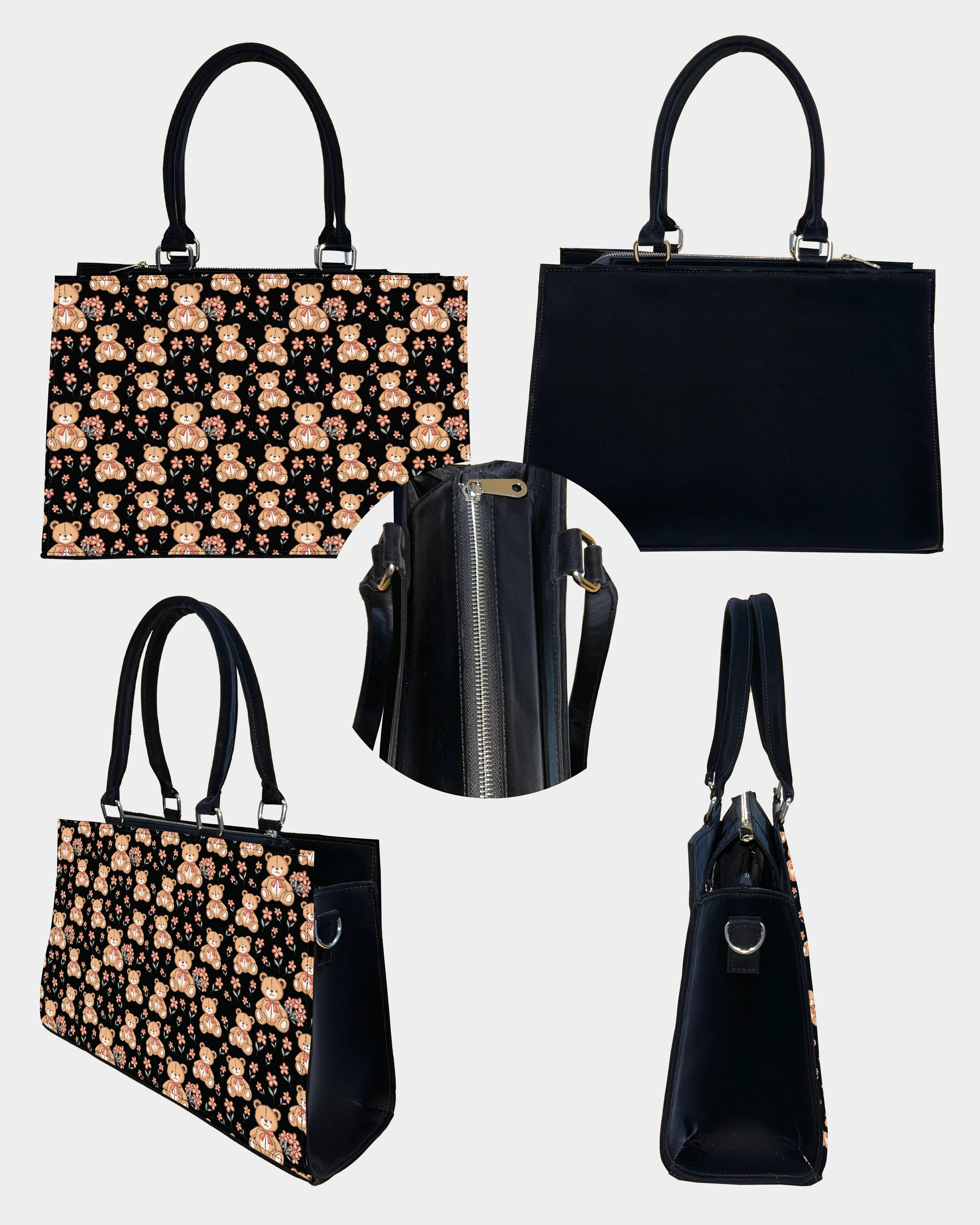 Cute Teddy Bear Designer Crossbody Sling Bag – Floral & Girly Aesthetic