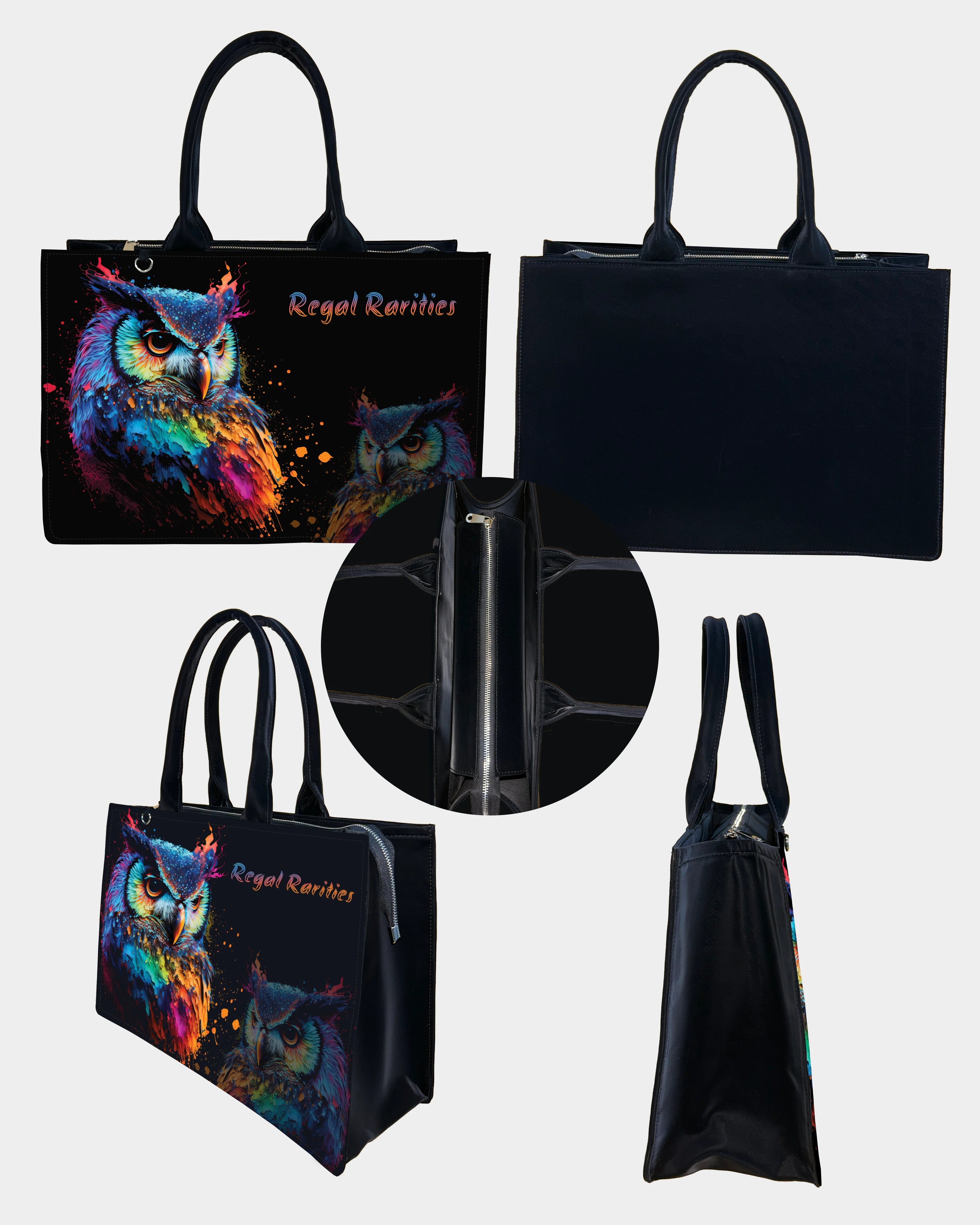 Neon Owl Art Customized Tote Bag – Regal & Radiant