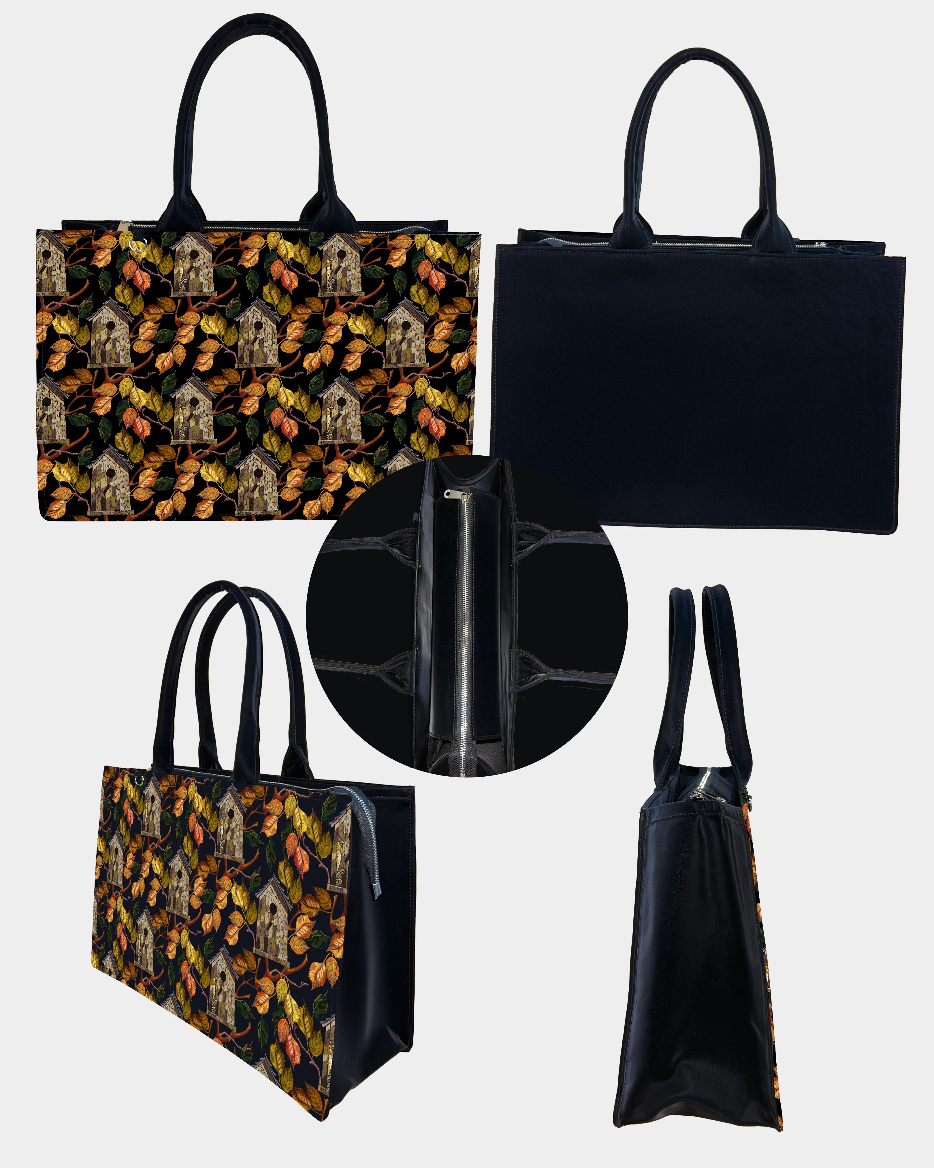Rustic Birdhouse Designer Tote Bag – Autumn Forest Vibes