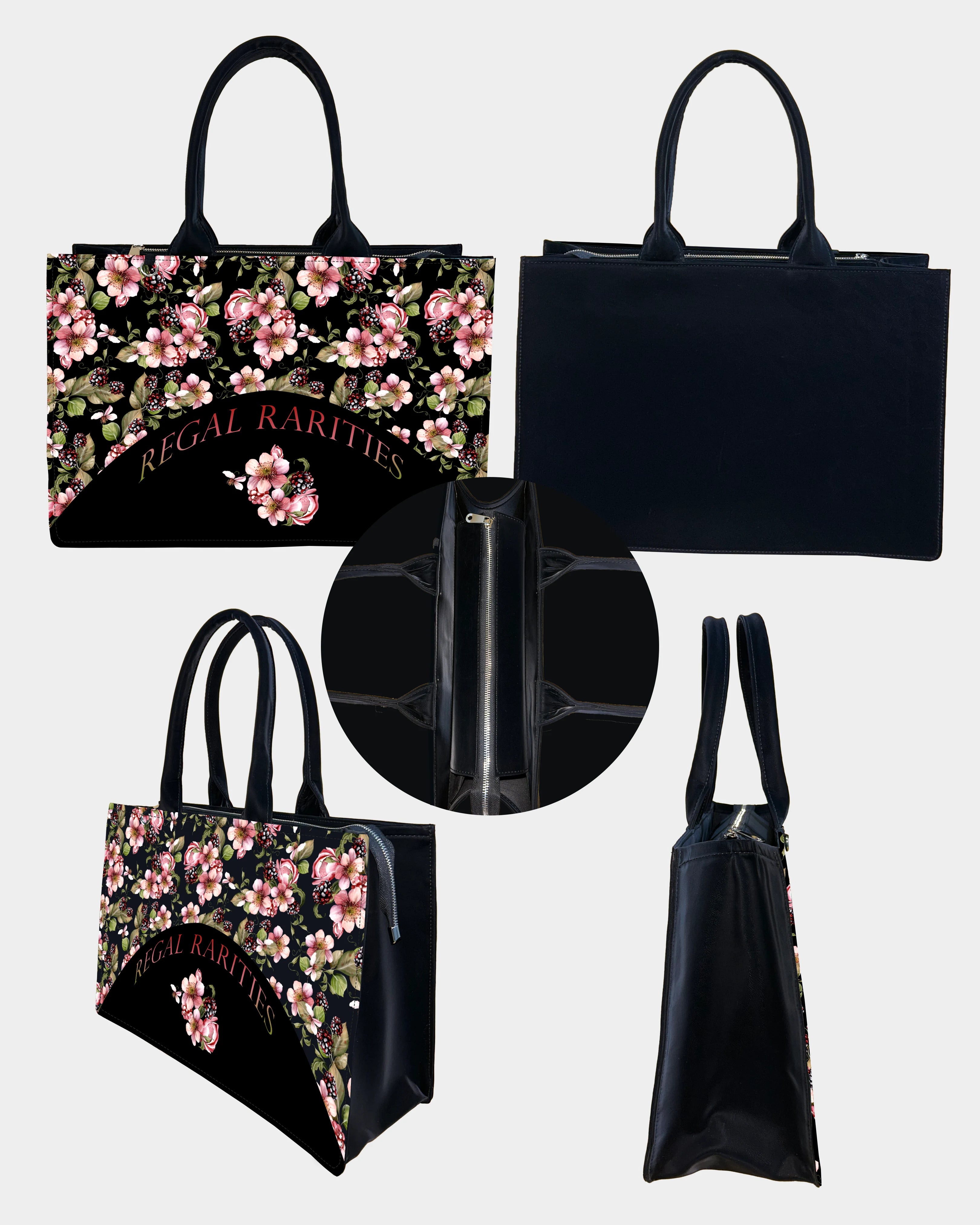 Twilight Blackberry Blossom Customized Tote Bag – Bold, Botanical & Bespoke