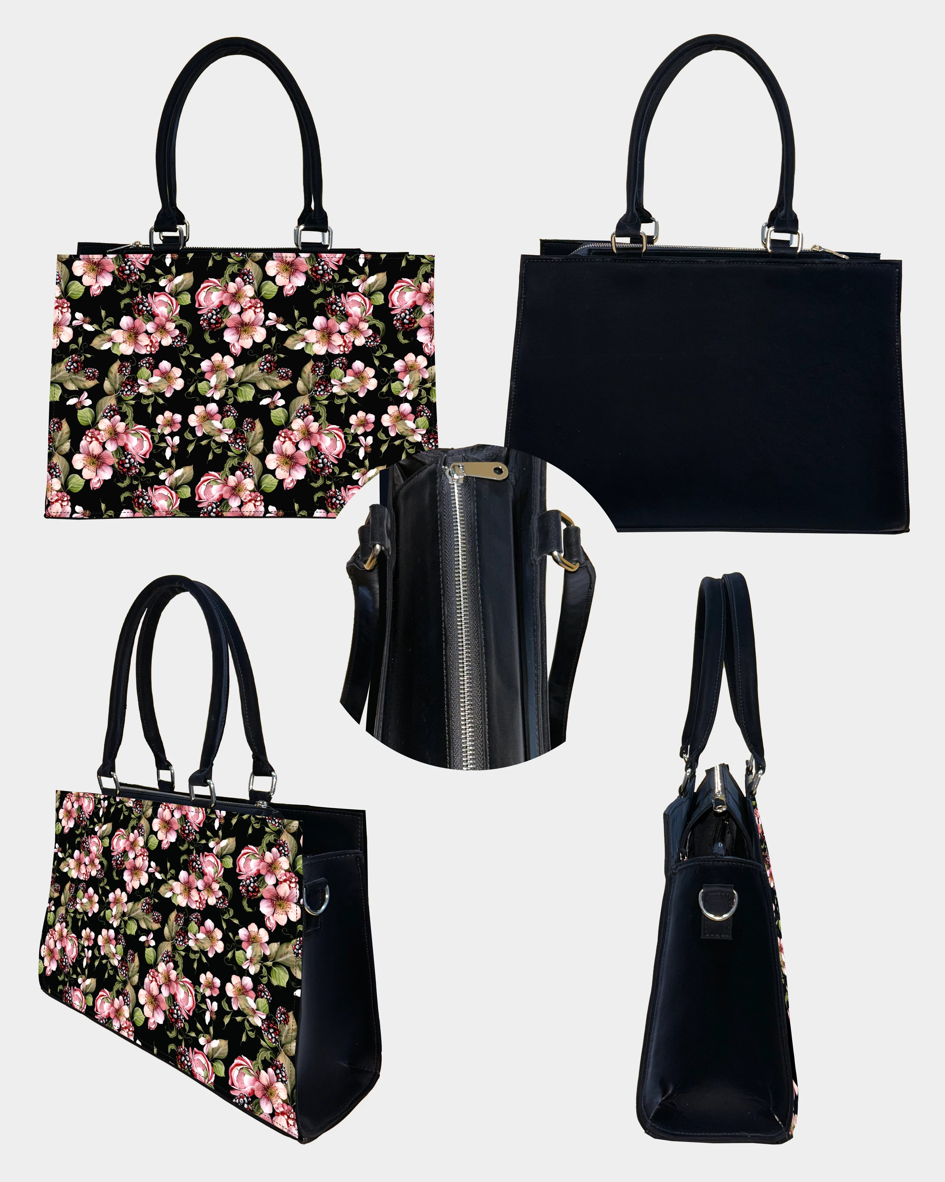 Twilight Blackberry Blossom Designer Crossbody Sling Bag – Bold, Botanical & Bespoke