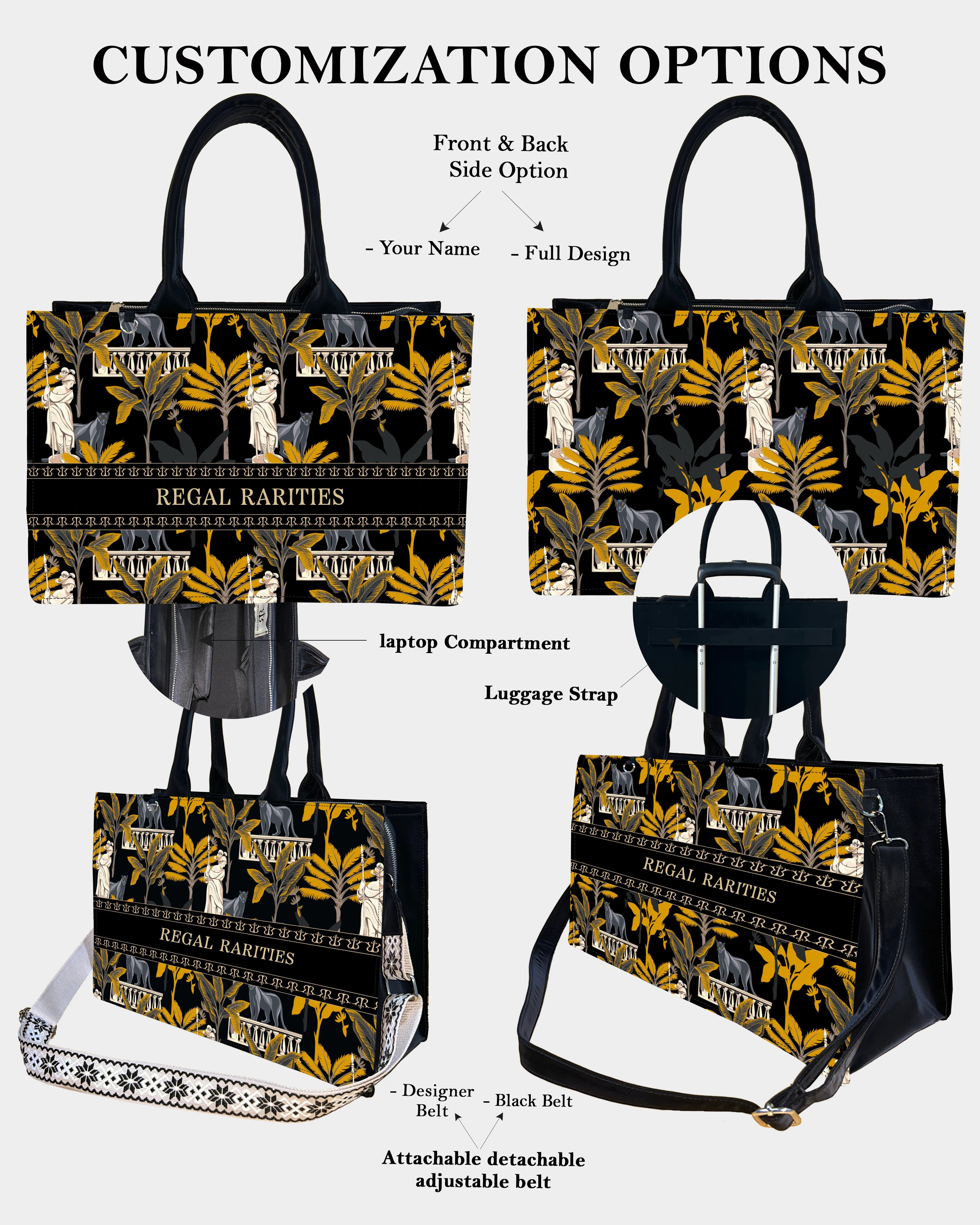 Black Panther & Palm Tree Customized Tote Bag-Sweet & Colorful Design