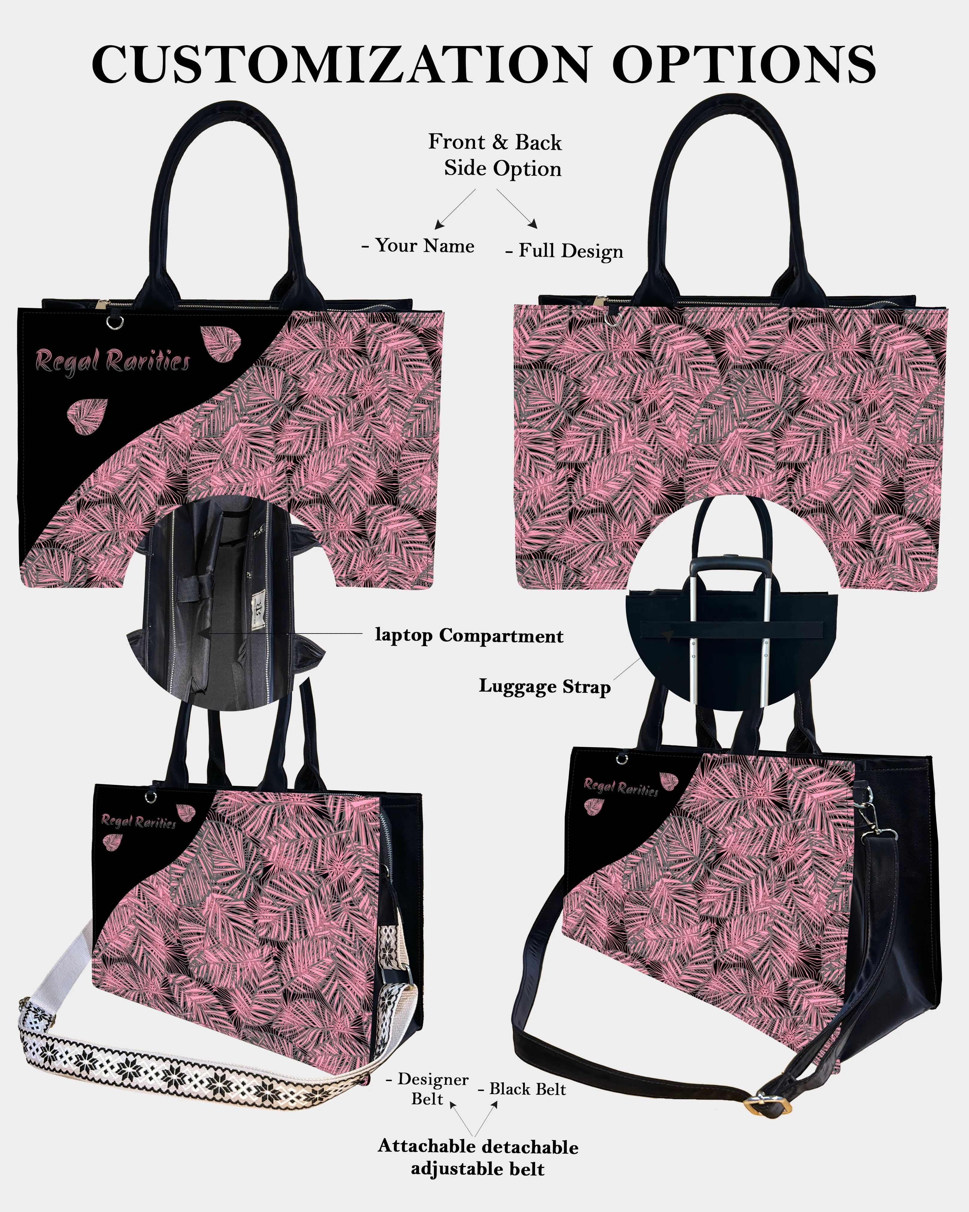 Boho Leaf Pattern Customized Tote Bag – Stylish & Everyday Use