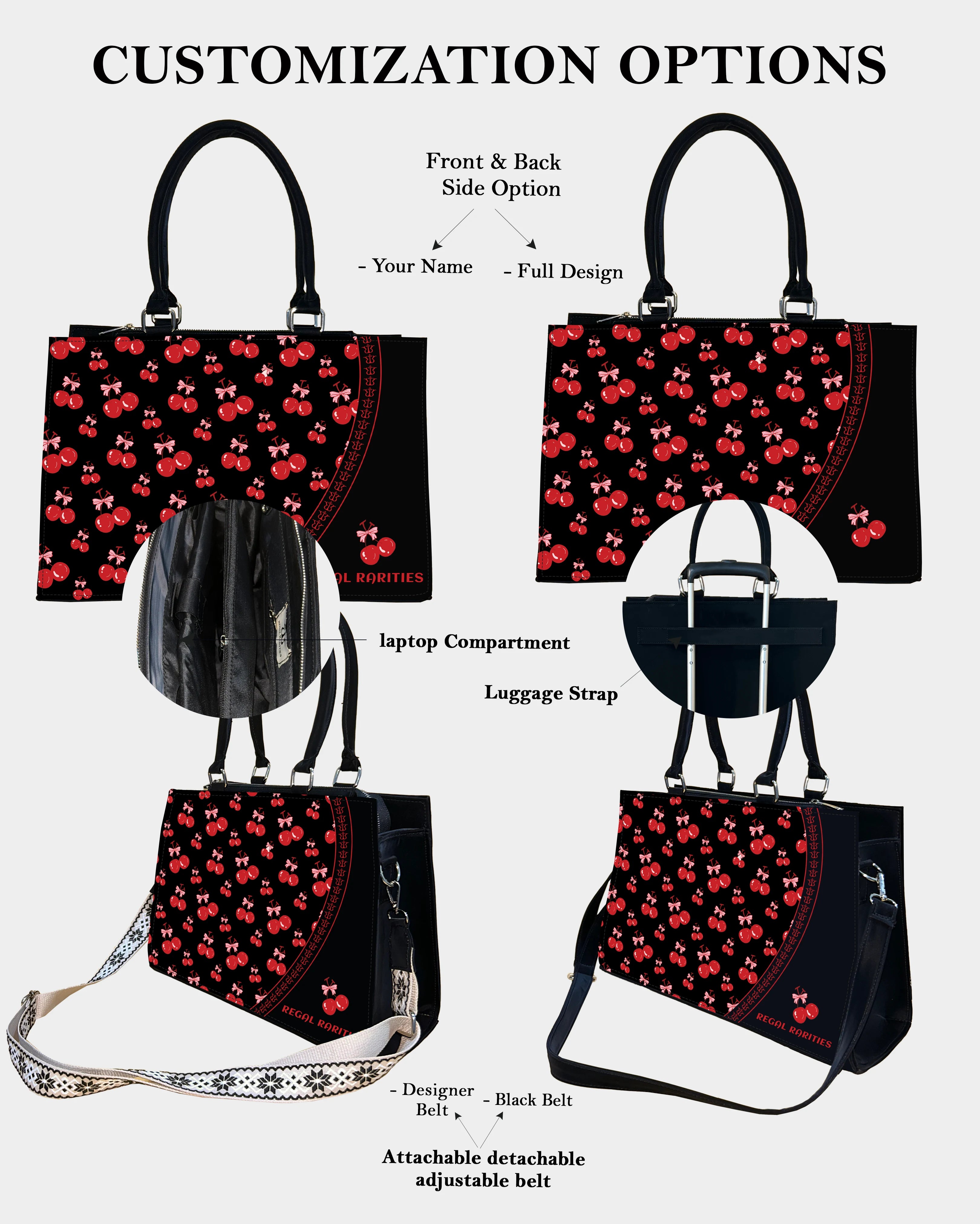 Cherry Love Bow Customized Crossbody Sling Bag – Cute & Trendy Design