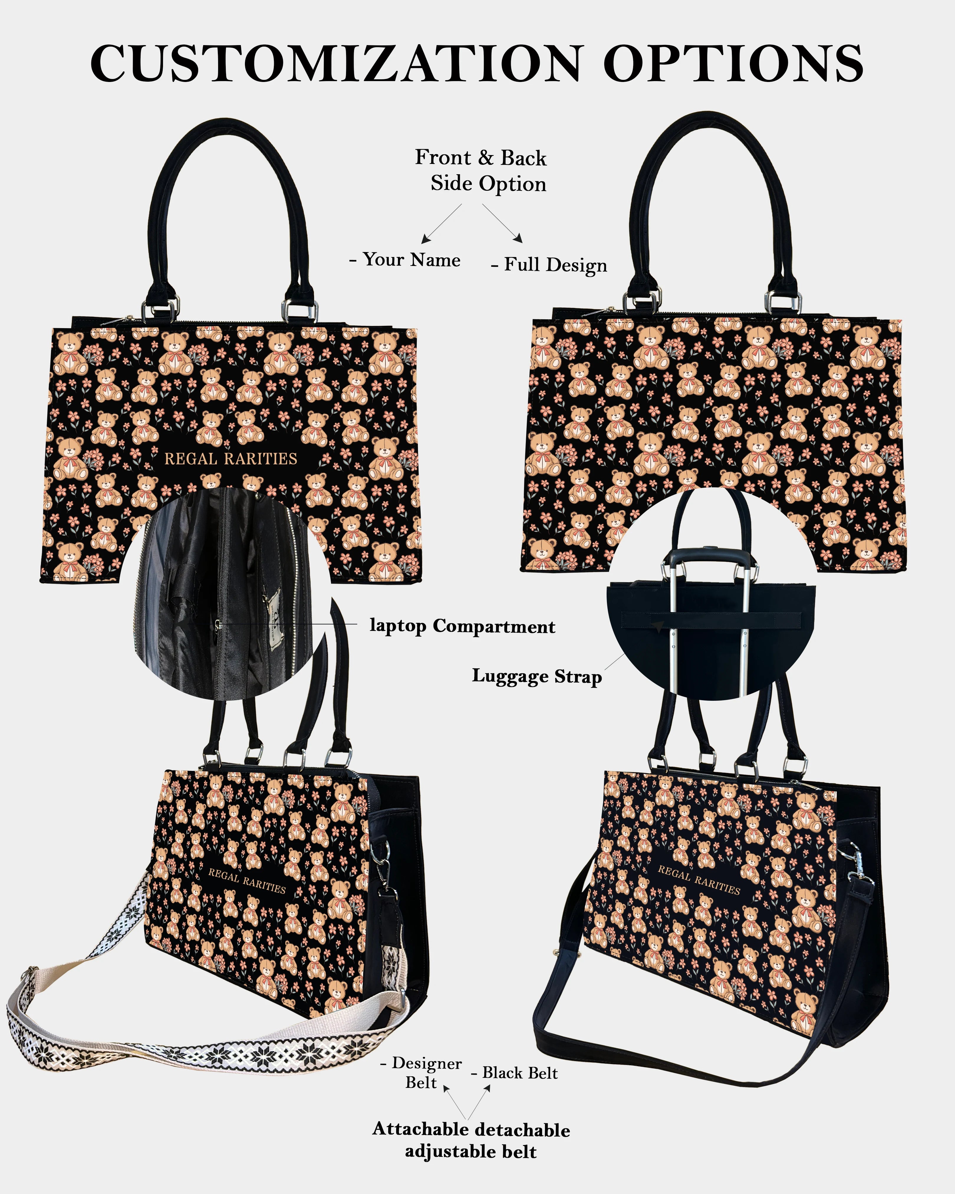 Cute Teddy Bear Customized Crossbody Sling Bag – Floral & Girly Aesthetic
