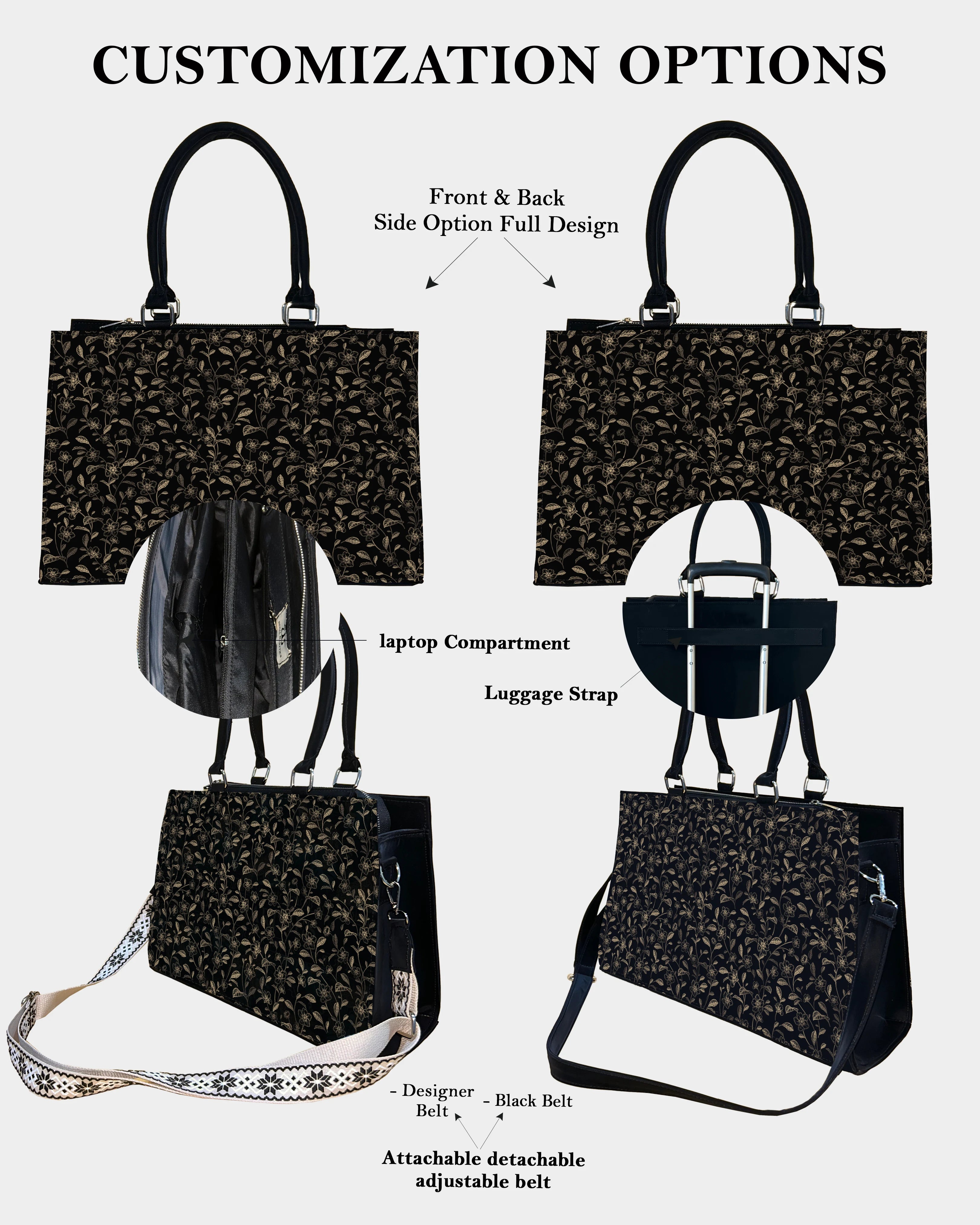 Dark Gold Flower Designer Crossbody Sling Bag – Vintage Floral Line Art