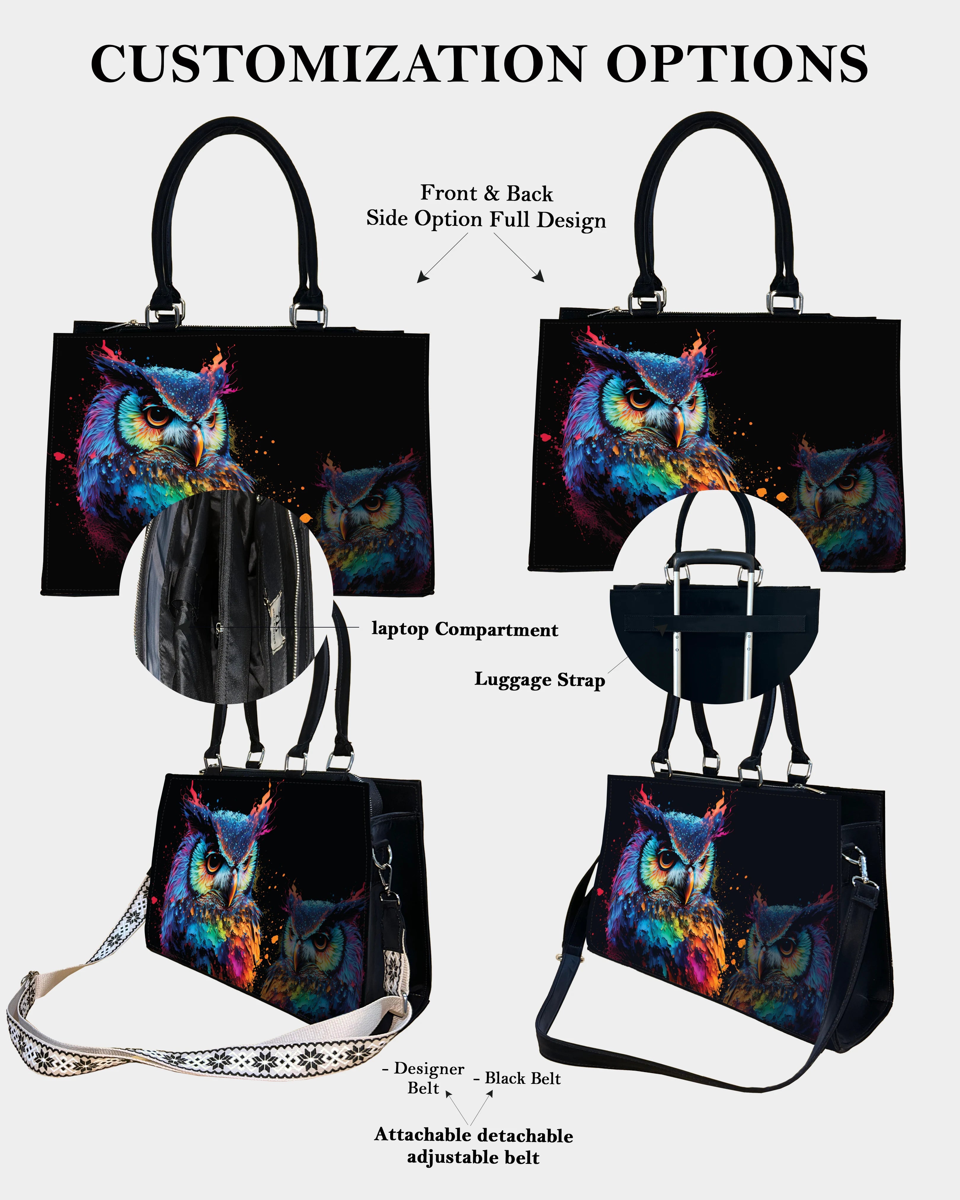 Neon Owl Art Designer Crossbody Sling Bag – Regal & Radiant