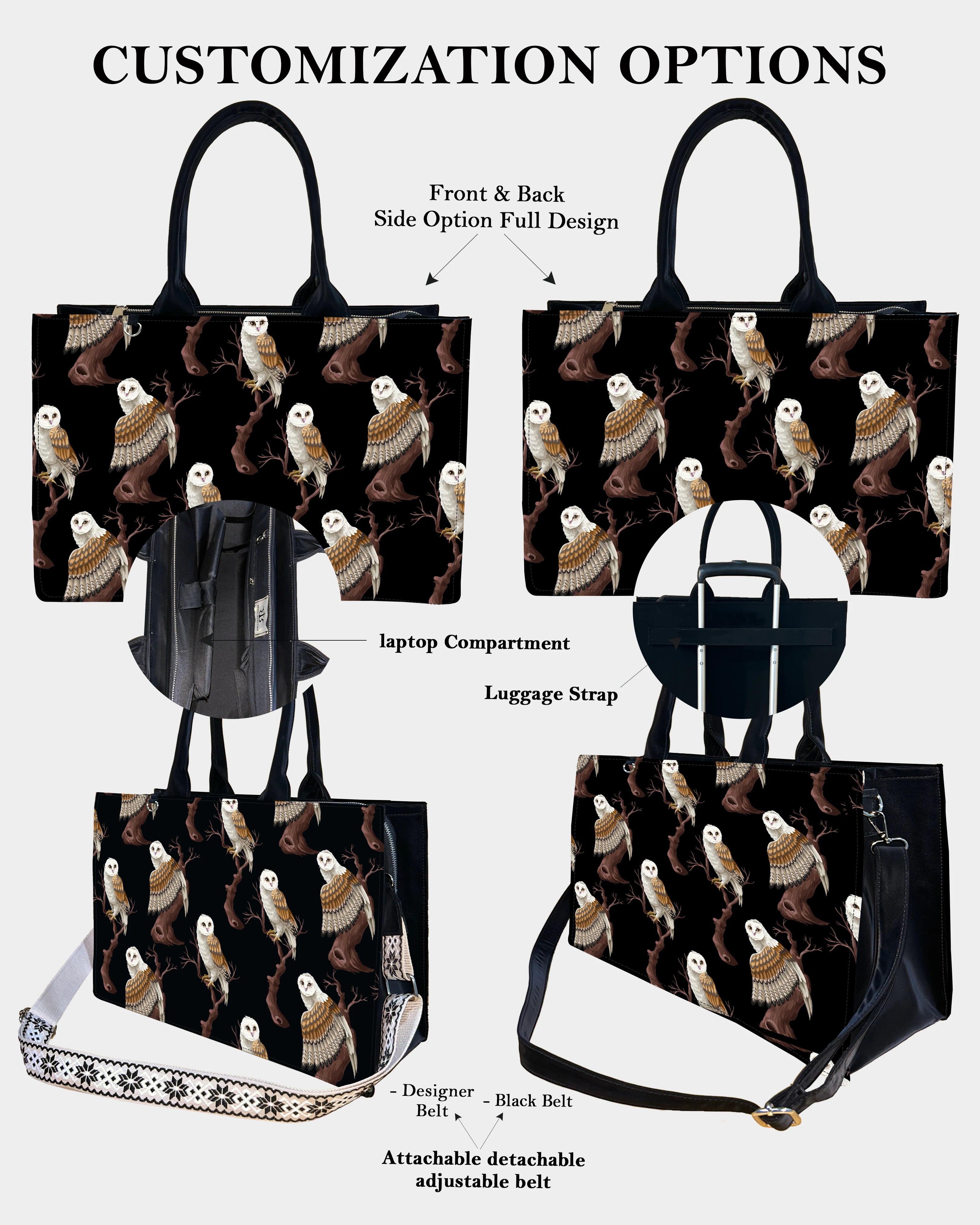 Owl in the Dark Designer Tote Bag – Magical Nocturnal Mood