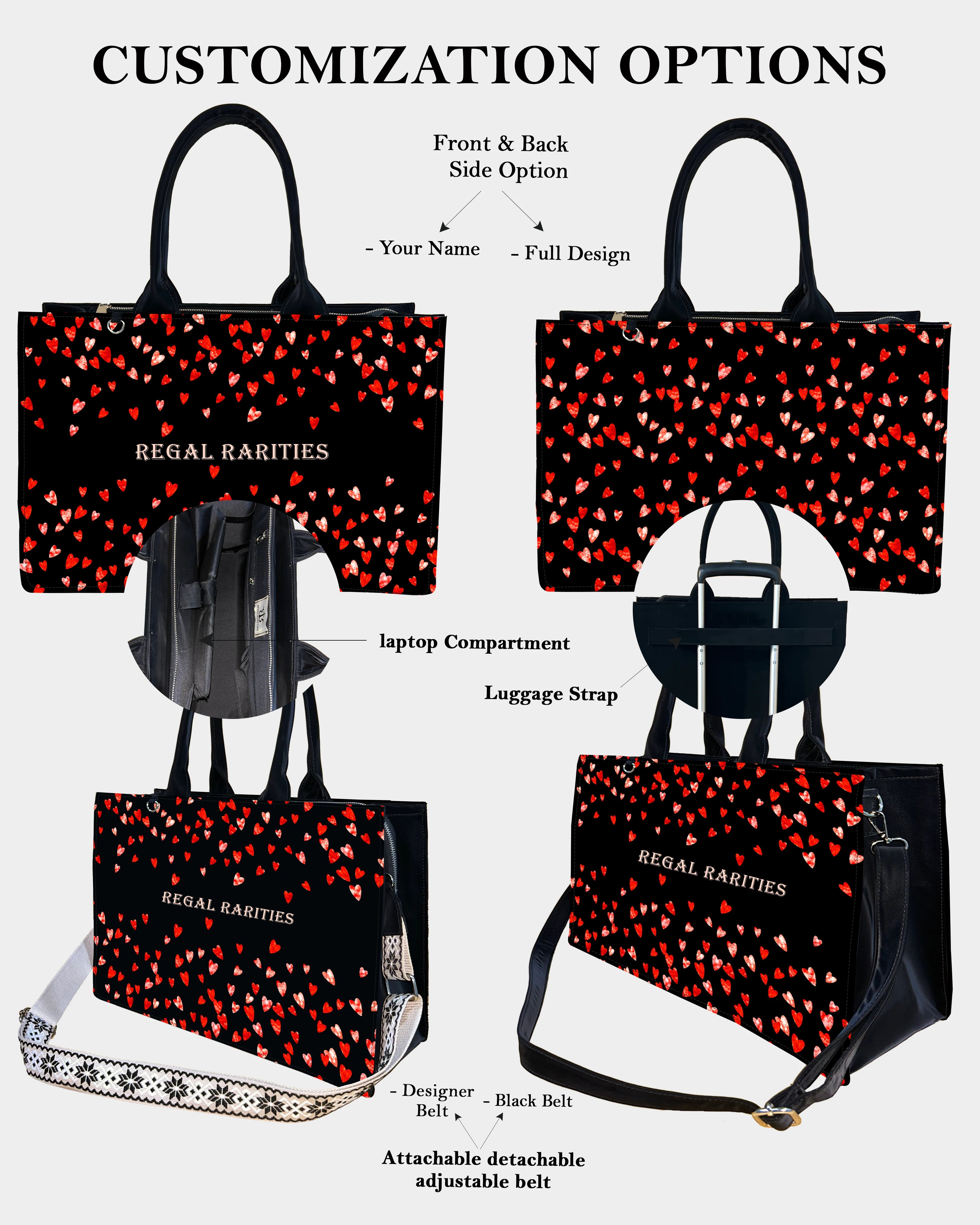 Romantic Heart Customized Tote Bag – Perfect Gift for Her