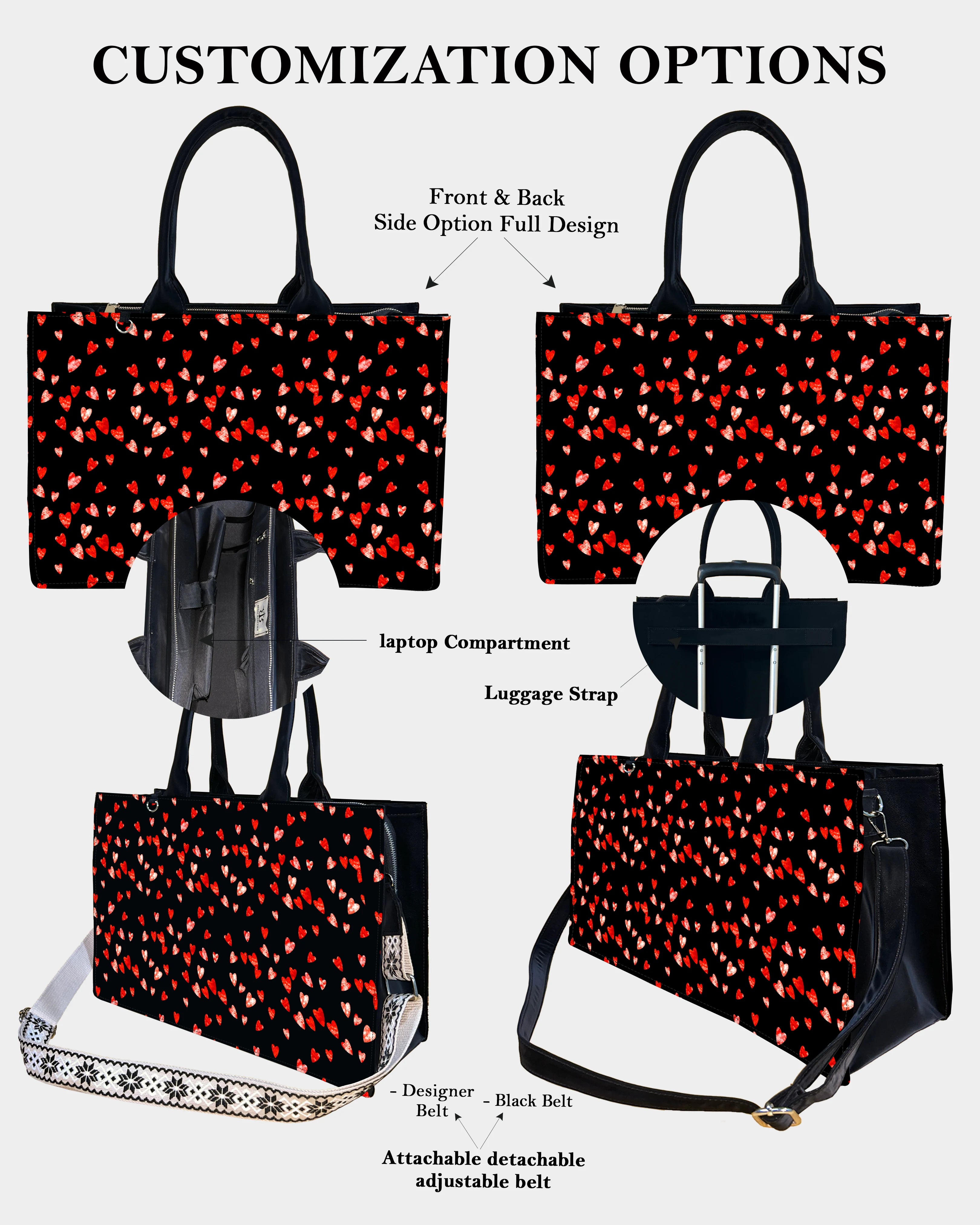 Romantic Heart Designer Tote Bag – Perfect Gift for Her