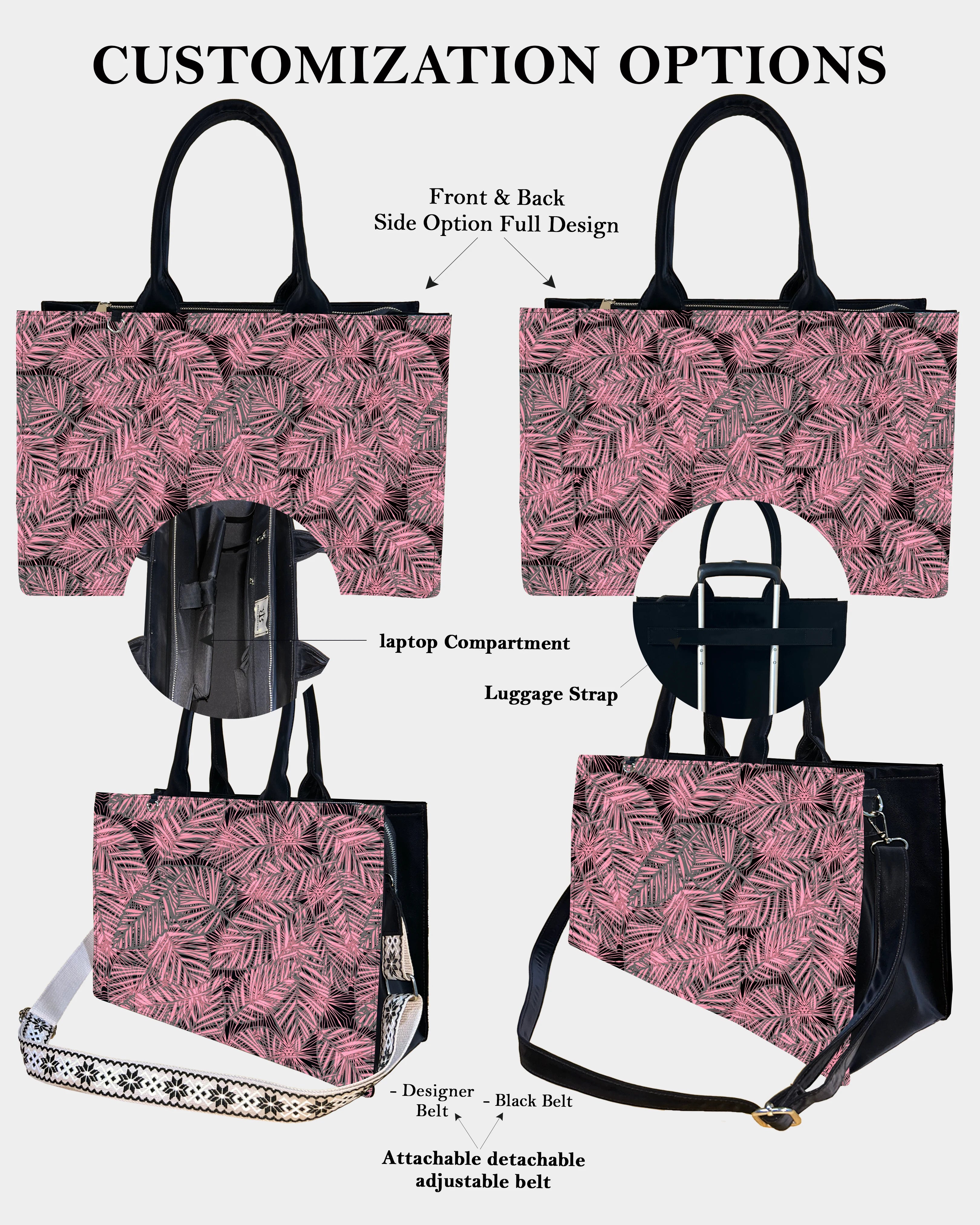 Boho Leaf Pattern Designer Tote Bag – Stylish & Everyday Use