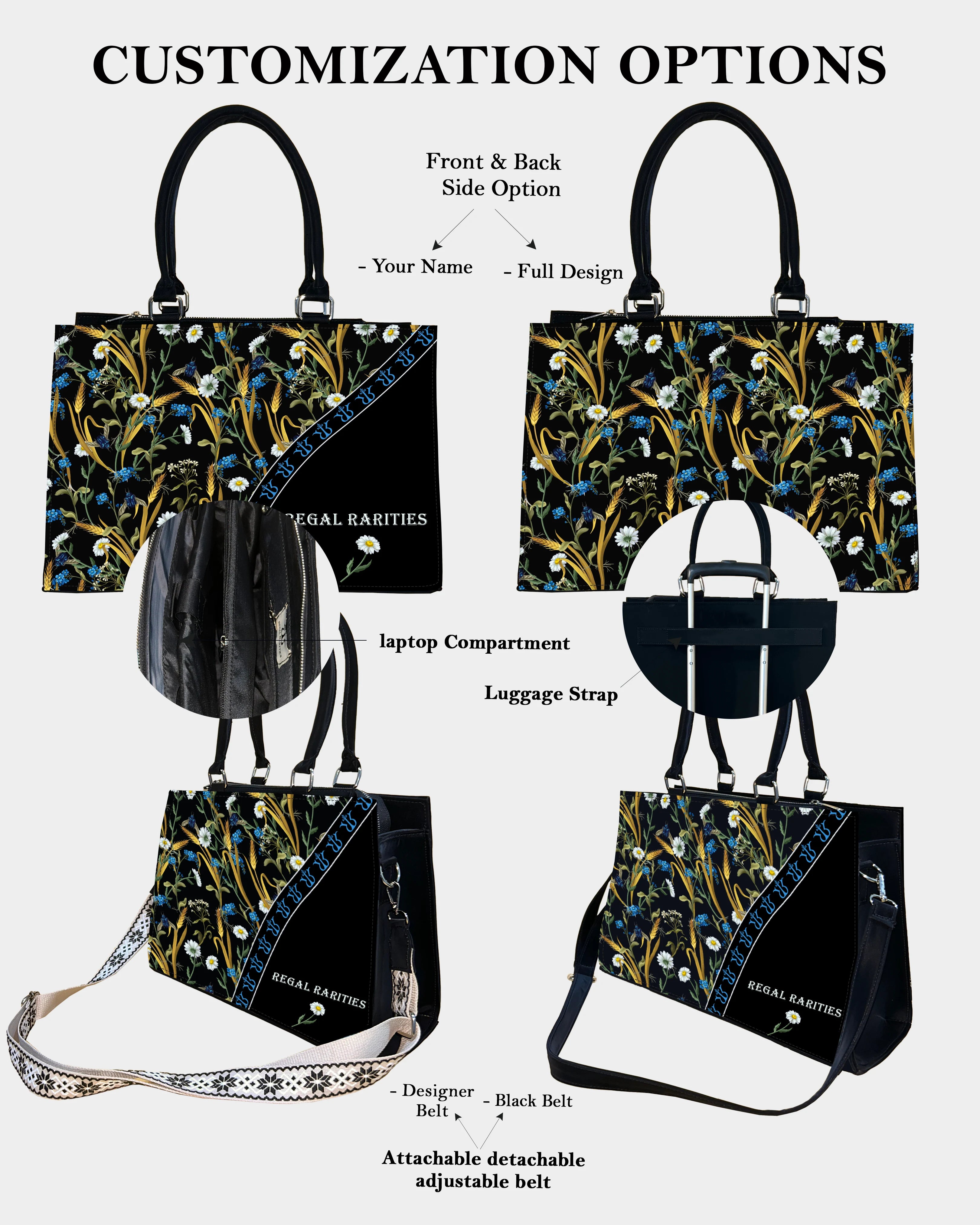 Chic Farm Field Floral Customized Crossbody Sling Bag – Daisies & Autumn Grains