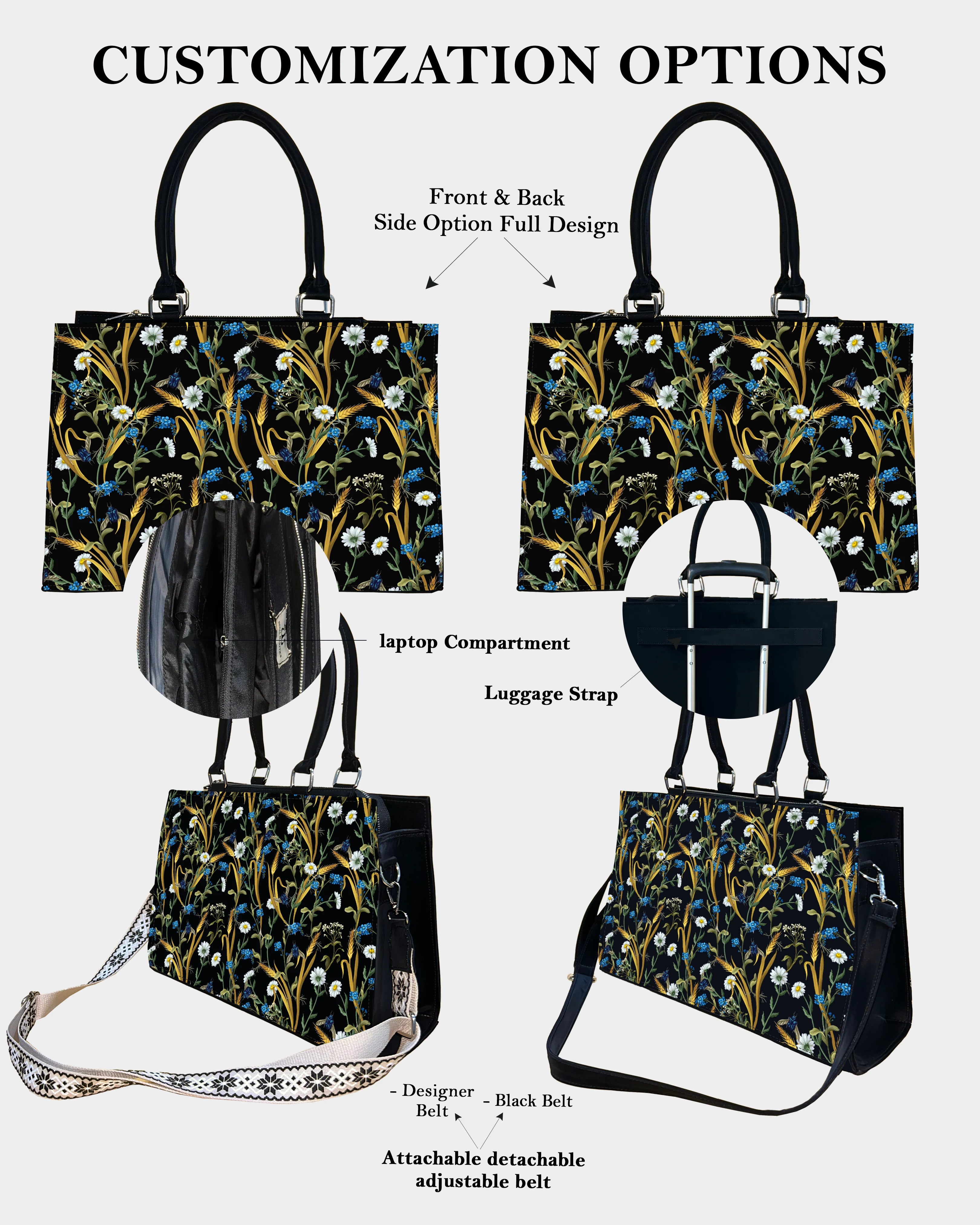 Chic Farm Field Floral Designer Crossbody Sling Bag – Daisies & Autumn Grains