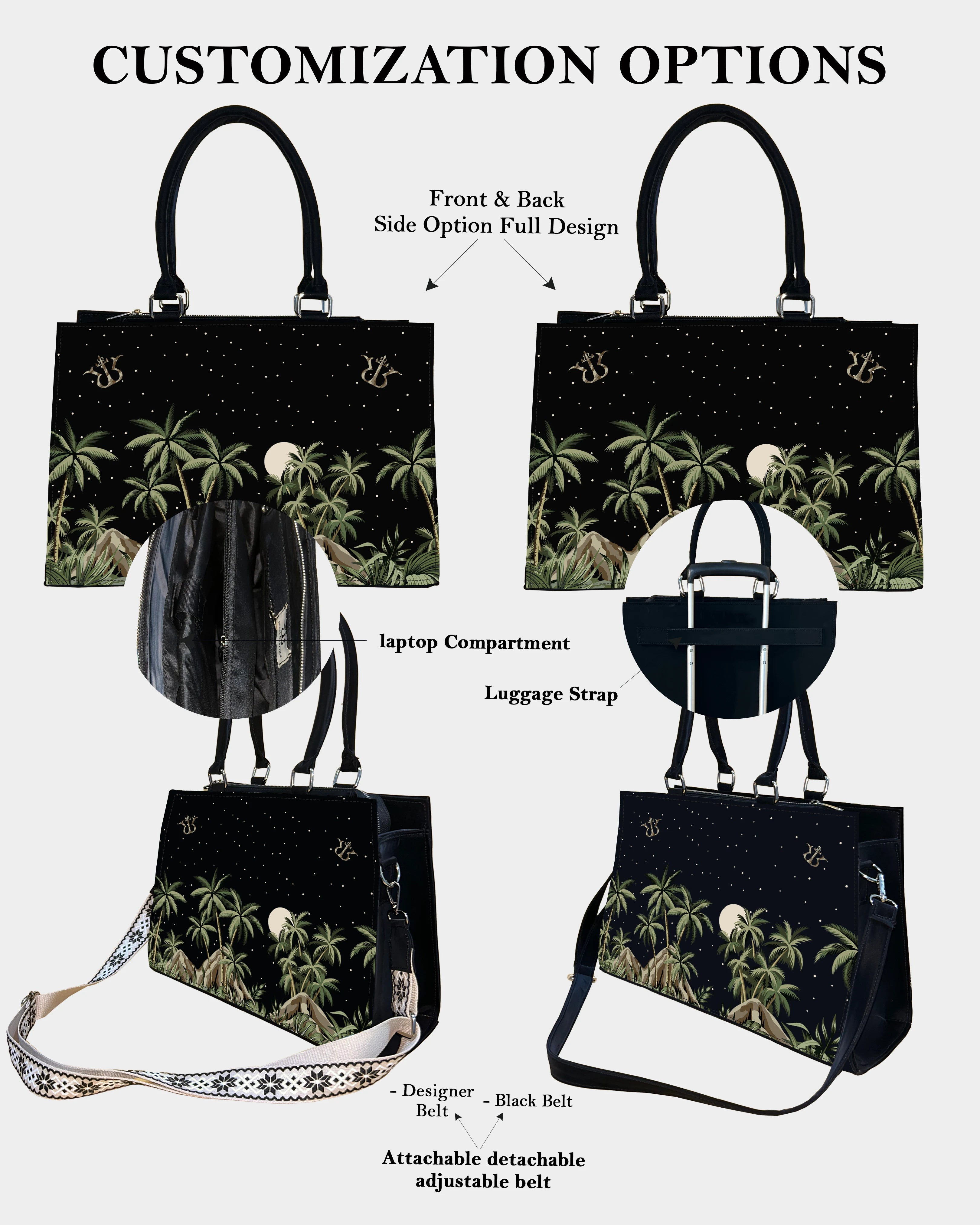 Palm Grove Under the Moon Designer Crossbody Sling Bag – Wild Nature Night Scene