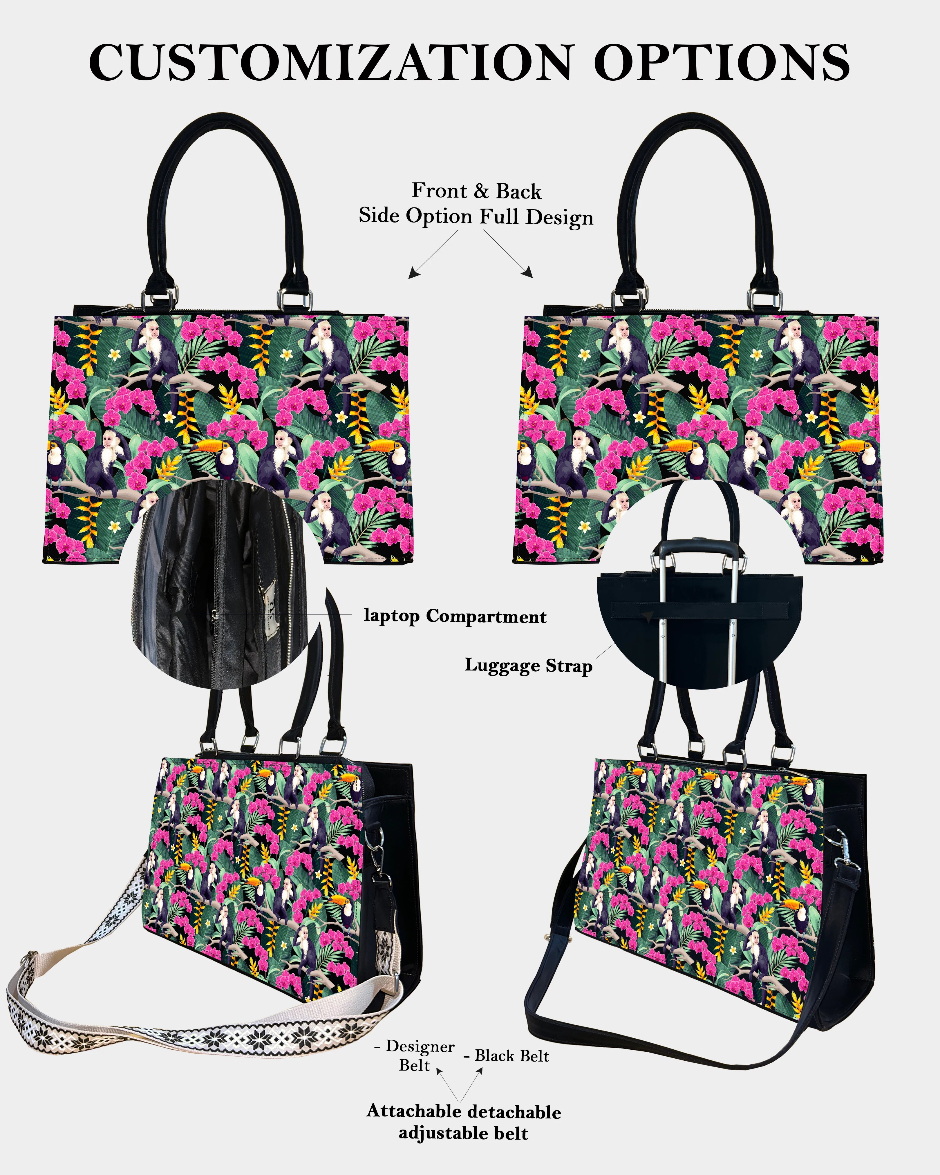 Pink Flower Monkey Designer Crossbody Sling Bag– Tropical & Fun Gift Idea