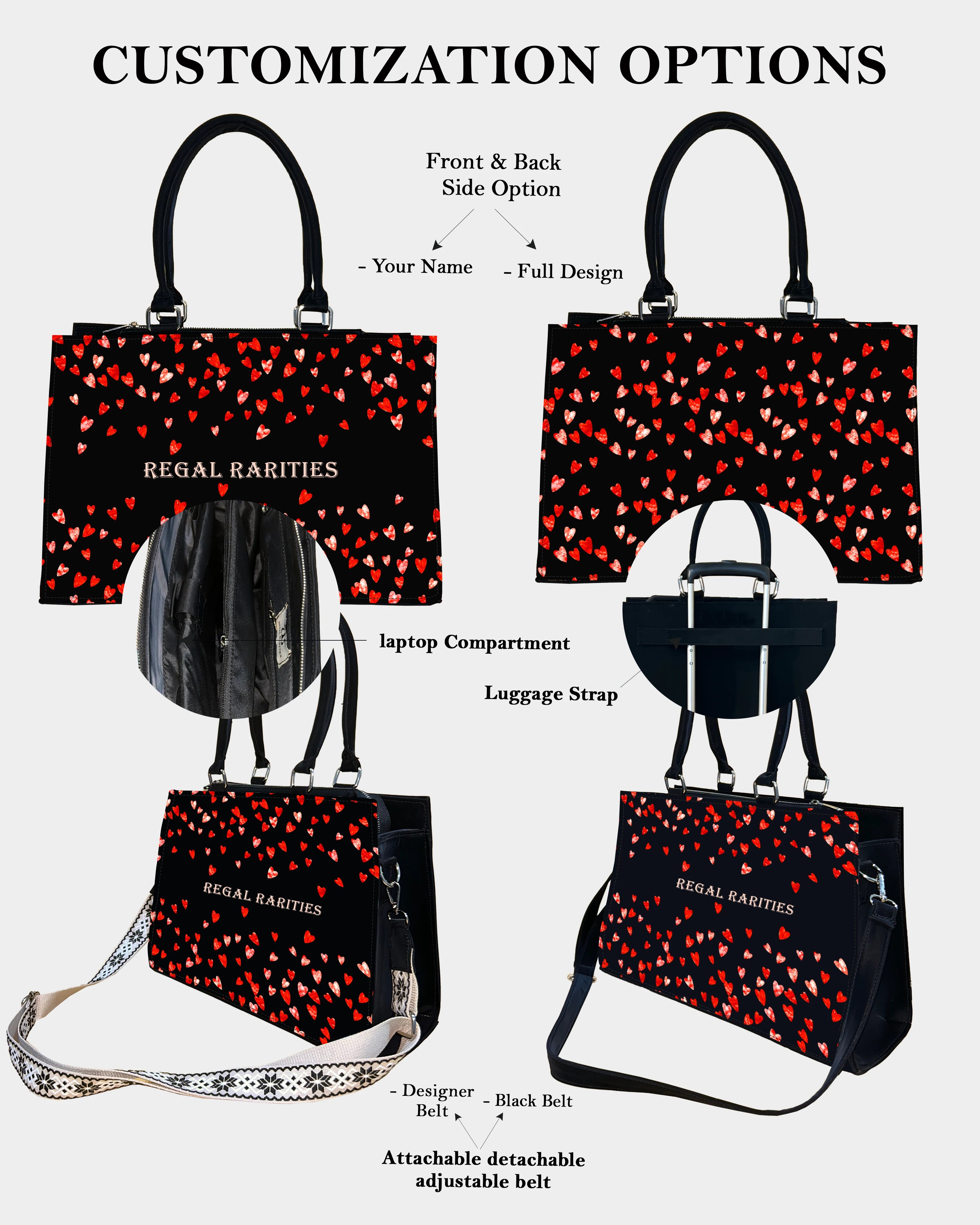 Romantic Heart Print Customized Crossbody Sling Bag – Perfect Gift for Her