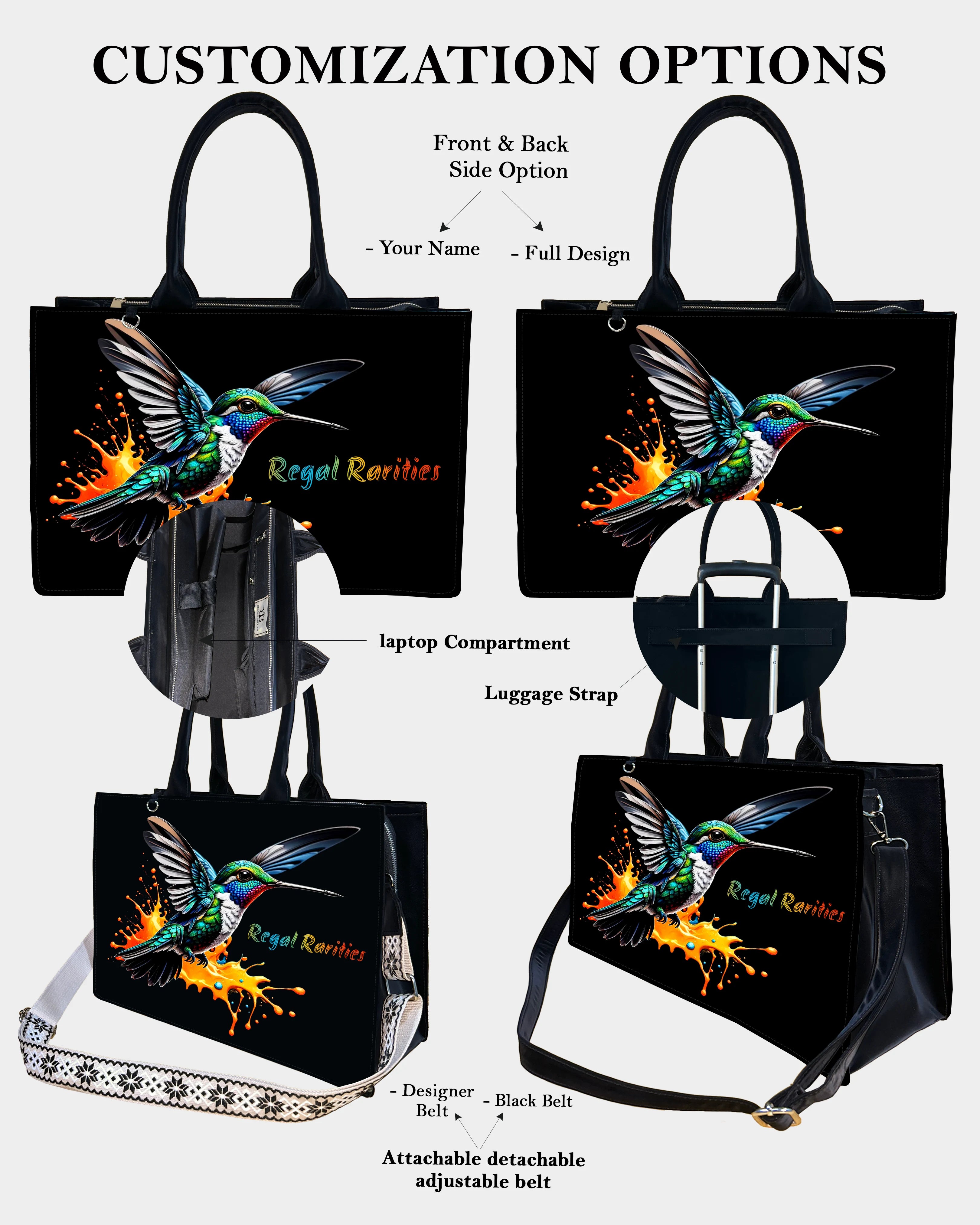 Sky Splash Hummingbird Customized Tote Bag – A Burst of Freedom