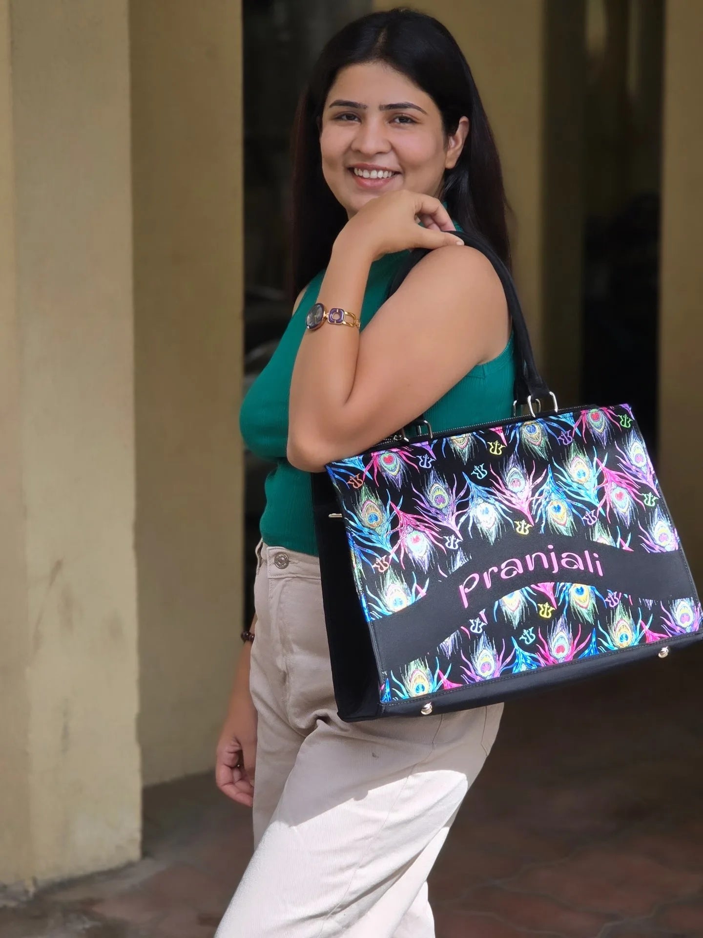 Ethnic Peacock Feather Customized Crossbody Sling Bag – Elegant Festival Look